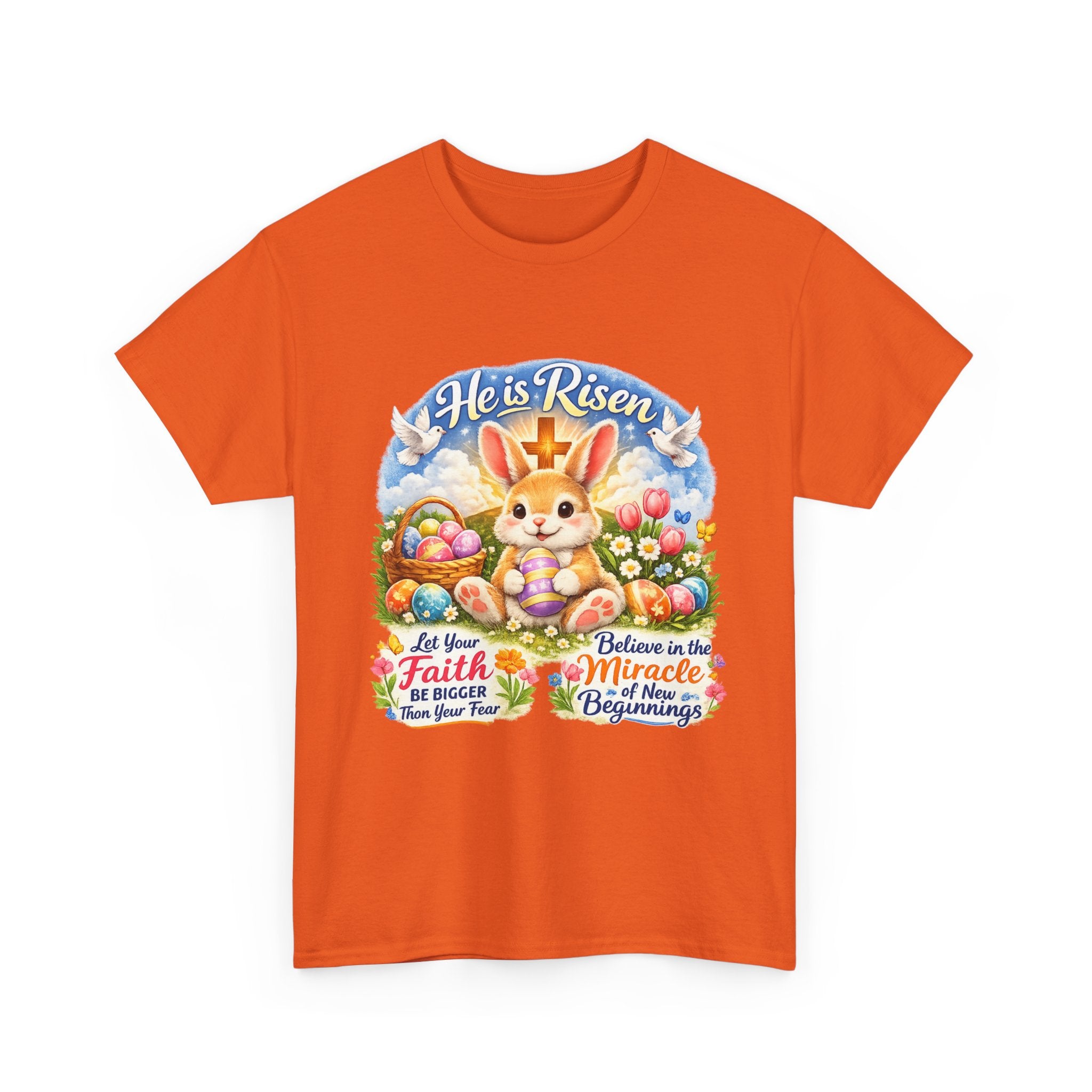 Easter Bunny 'He’s Risen' Graphic Tee — Faith & Miracle Spring T-Shirt