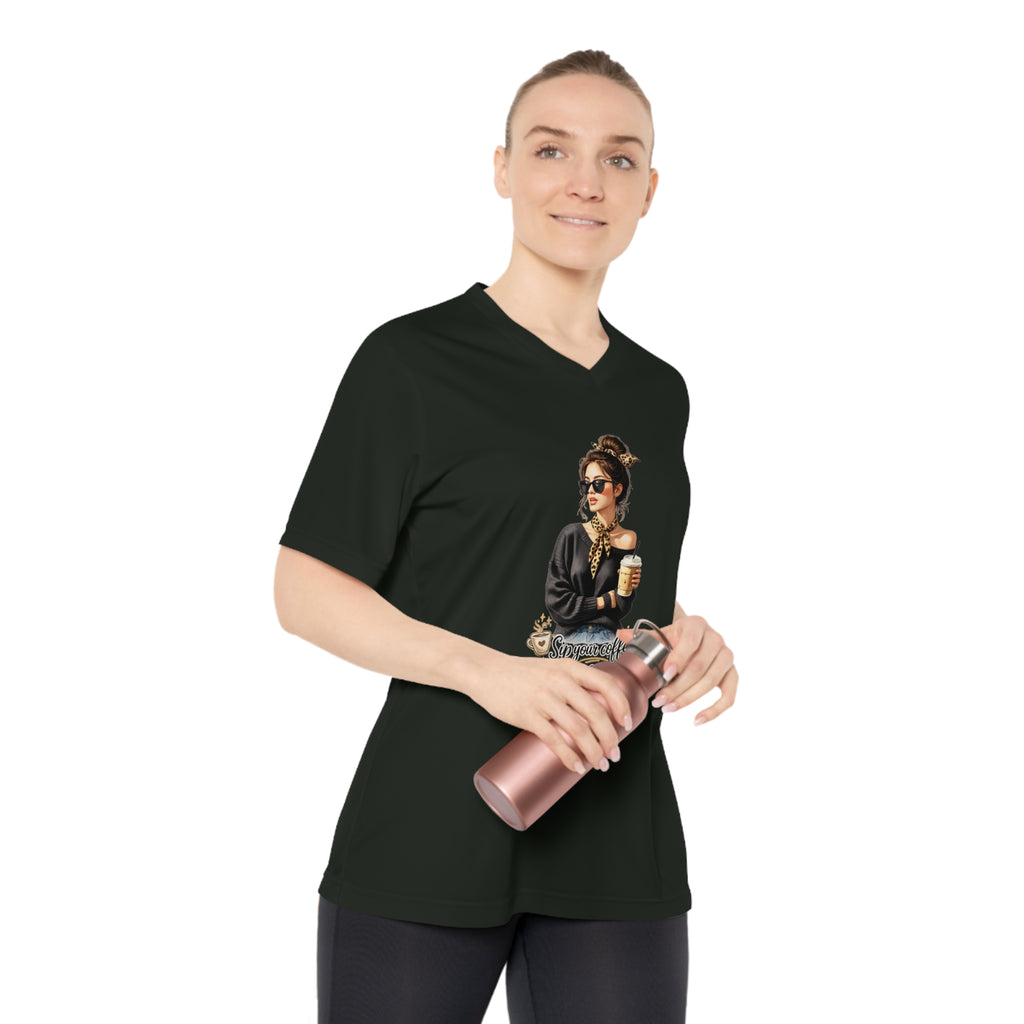 Coffee Queen V-Neck Tee – Sip Your Coffee, Fix Your Crown Motivational Shirt