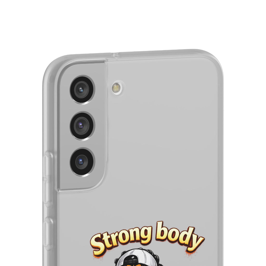 Phone Case — “Strong body, unstoppable mindset” Fitness Cartoon Protective Flexi Case