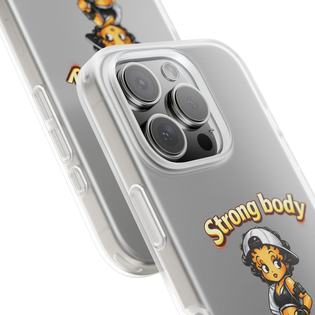 Phone Case — “Strong body, unstoppable mindset” Fitness Cartoon Protective Flexi Case