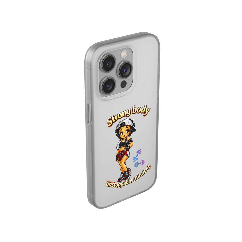 Phone Case — “Strong body, unstoppable mindset” Fitness Cartoon Protective Flexi Case