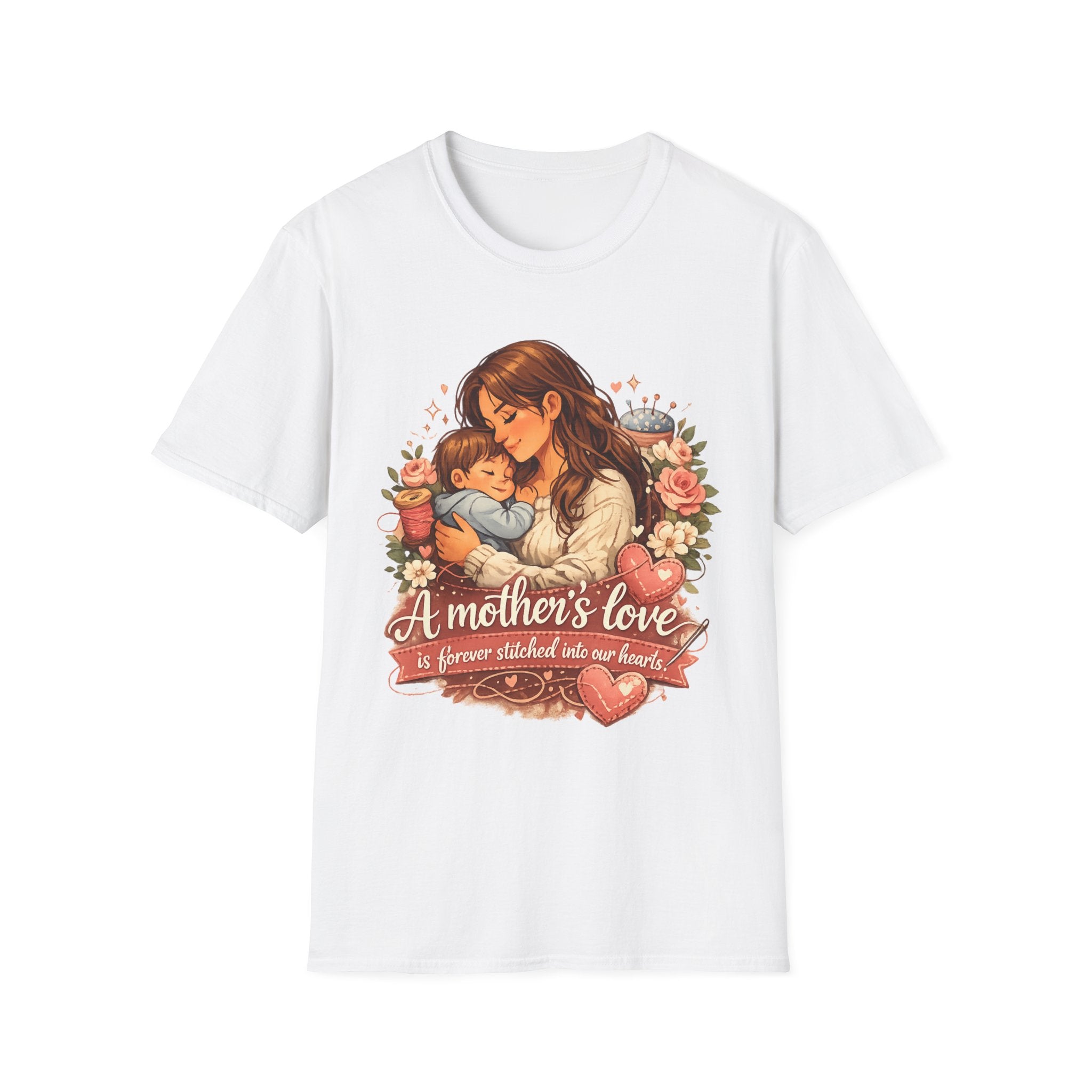 Mother's Love T-Shirt — "A mother's love is forever stitched into our hearts" Floral Mom & Baby Tee for Mother's Day