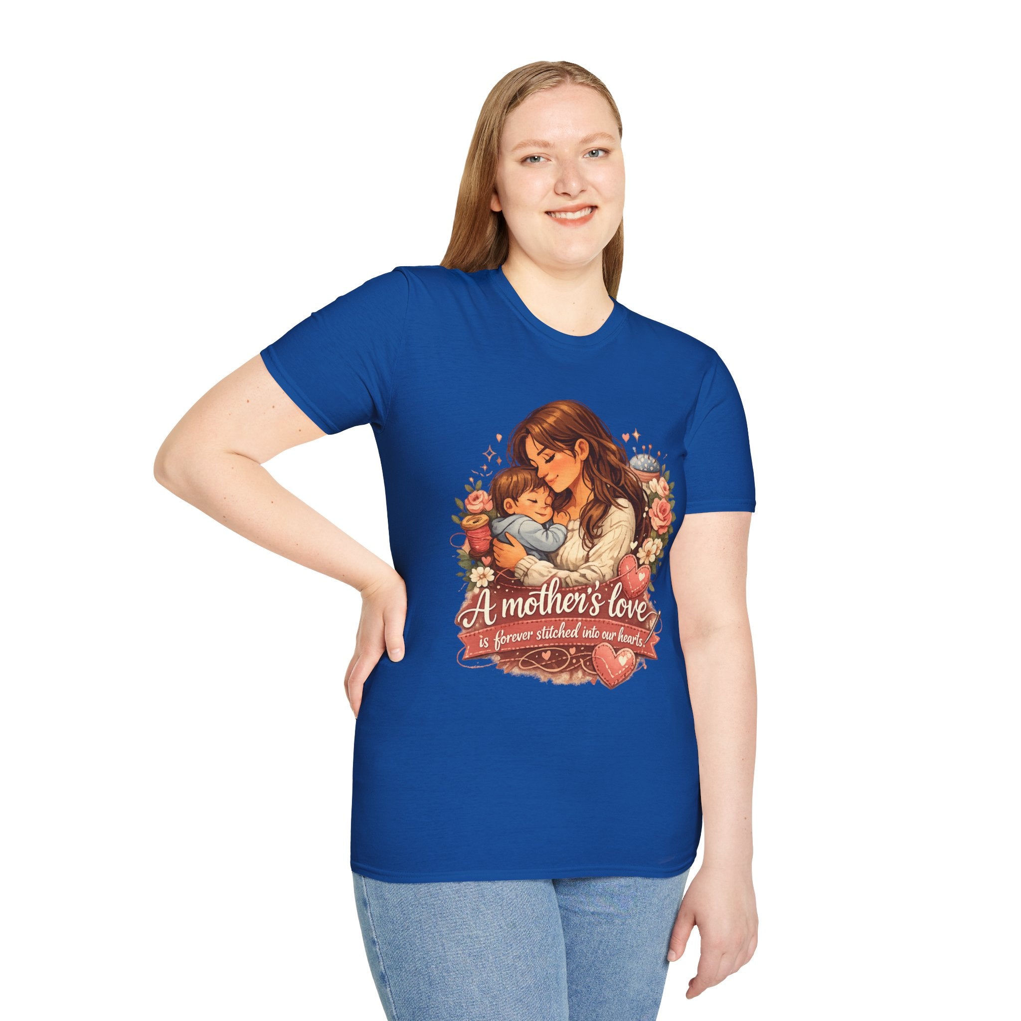 Mother's Love T-Shirt — "A mother's love is forever stitched into our hearts" Floral Mom & Baby Tee for Mother's Day