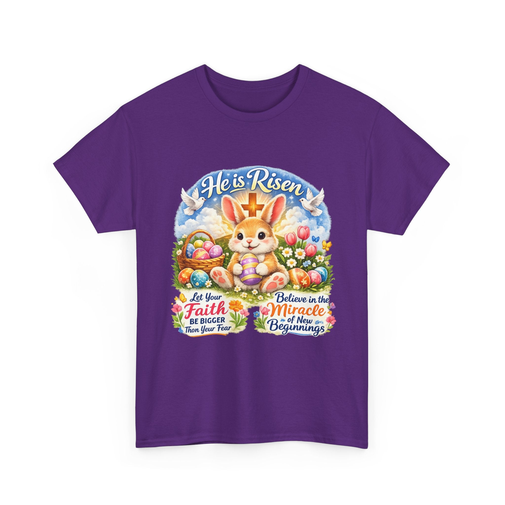 Easter Bunny 'He’s Risen' Graphic Tee — Faith & Miracle Spring T-Shirt