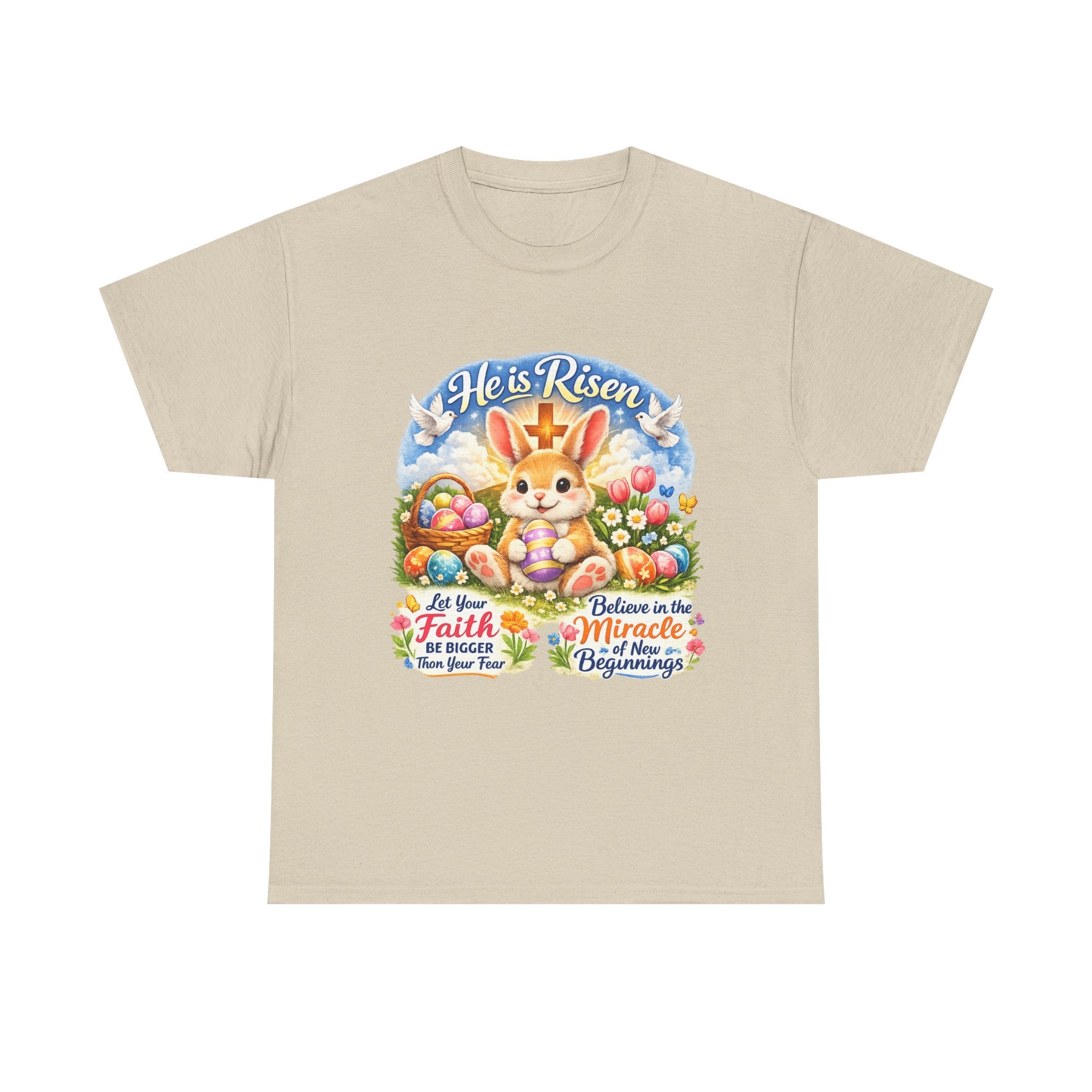 Easter Bunny 'He’s Risen' Graphic Tee — Faith & Miracle Spring T-Shirt