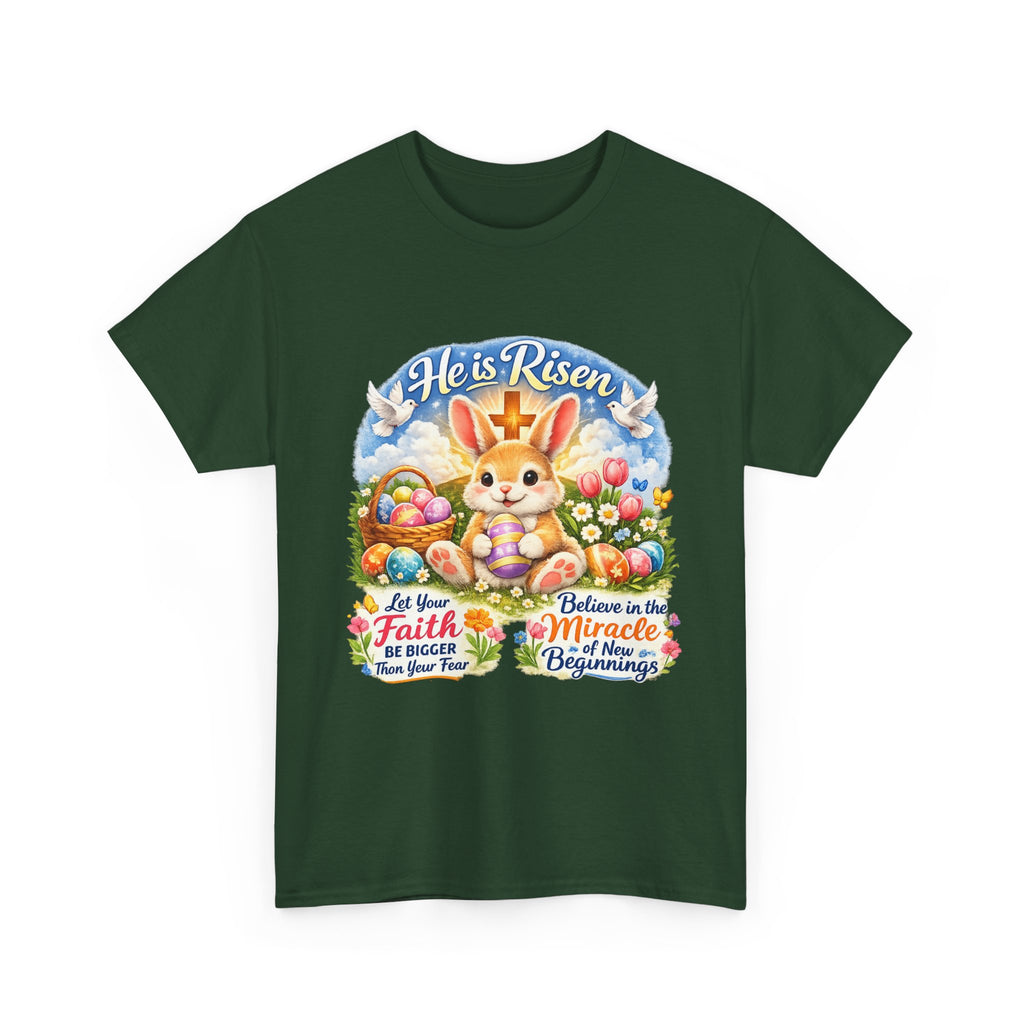 Easter Bunny 'He’s Risen' Graphic Tee — Faith & Miracle Spring T-Shirt