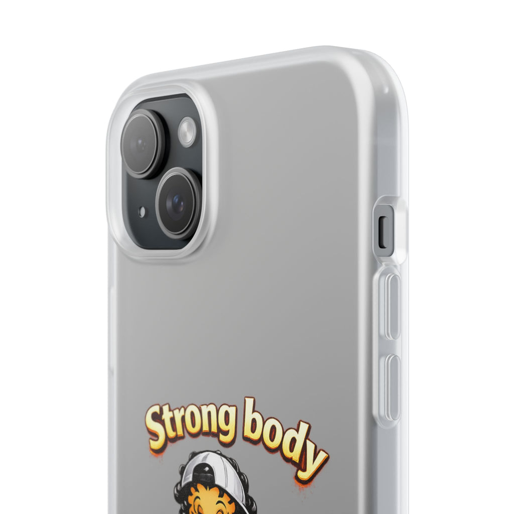 Phone Case — “Strong body, unstoppable mindset” Fitness Cartoon Protective Flexi Case