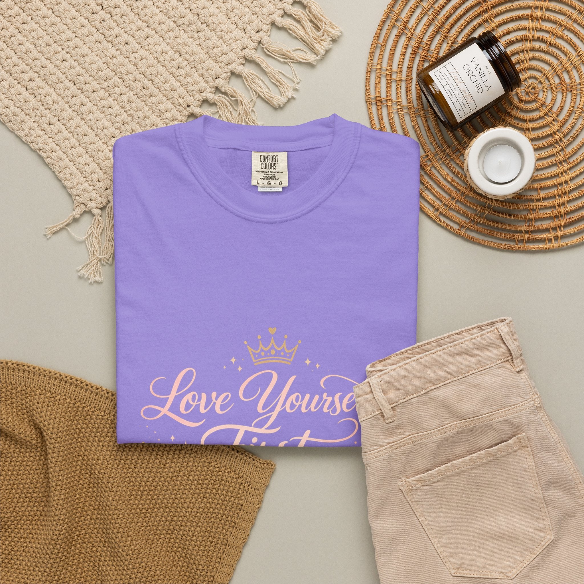 Love Yourself First T-Shirt — Inspirational Floral Self-Care Tee