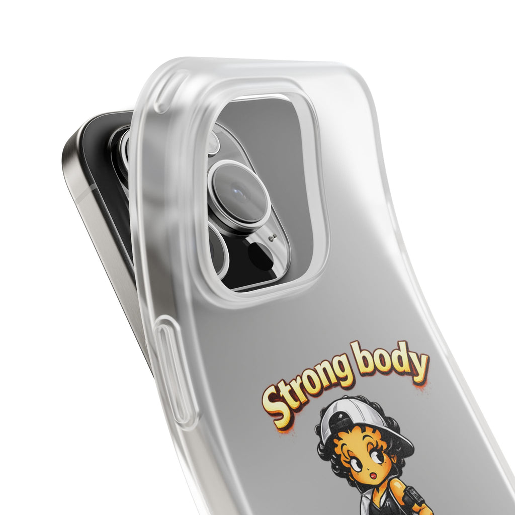 Phone Case — “Strong body, unstoppable mindset” Fitness Cartoon Protective Flexi Case