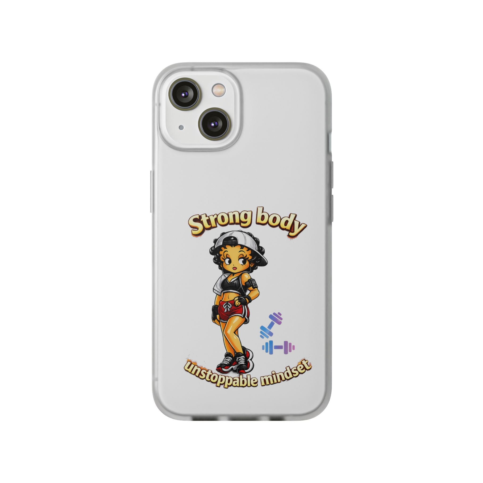Phone Case — “Strong body, unstoppable mindset” Fitness Cartoon Protective Flexi Case
