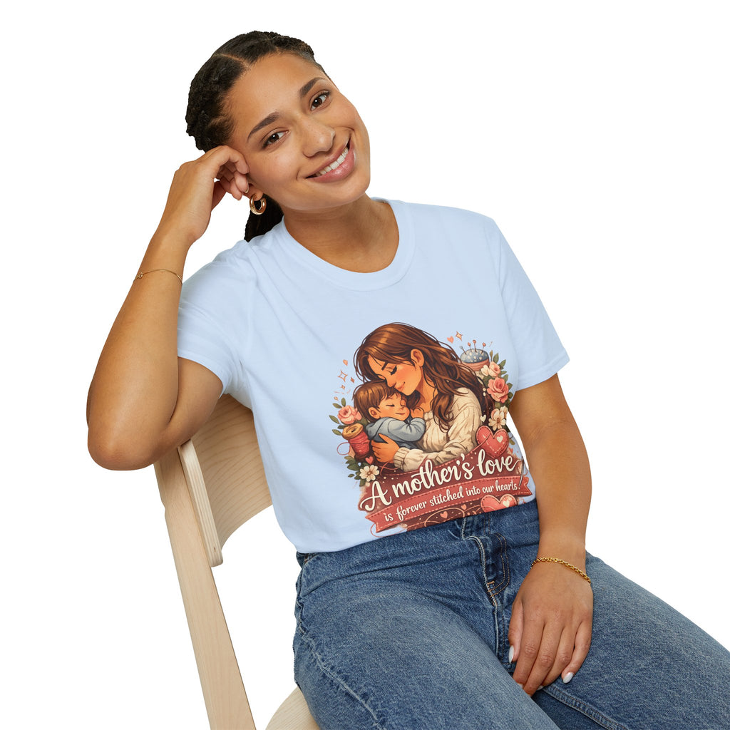 Mother's Love T-Shirt — "A mother's love is forever stitched into our hearts" Floral Mom & Baby Tee for Mother's Day