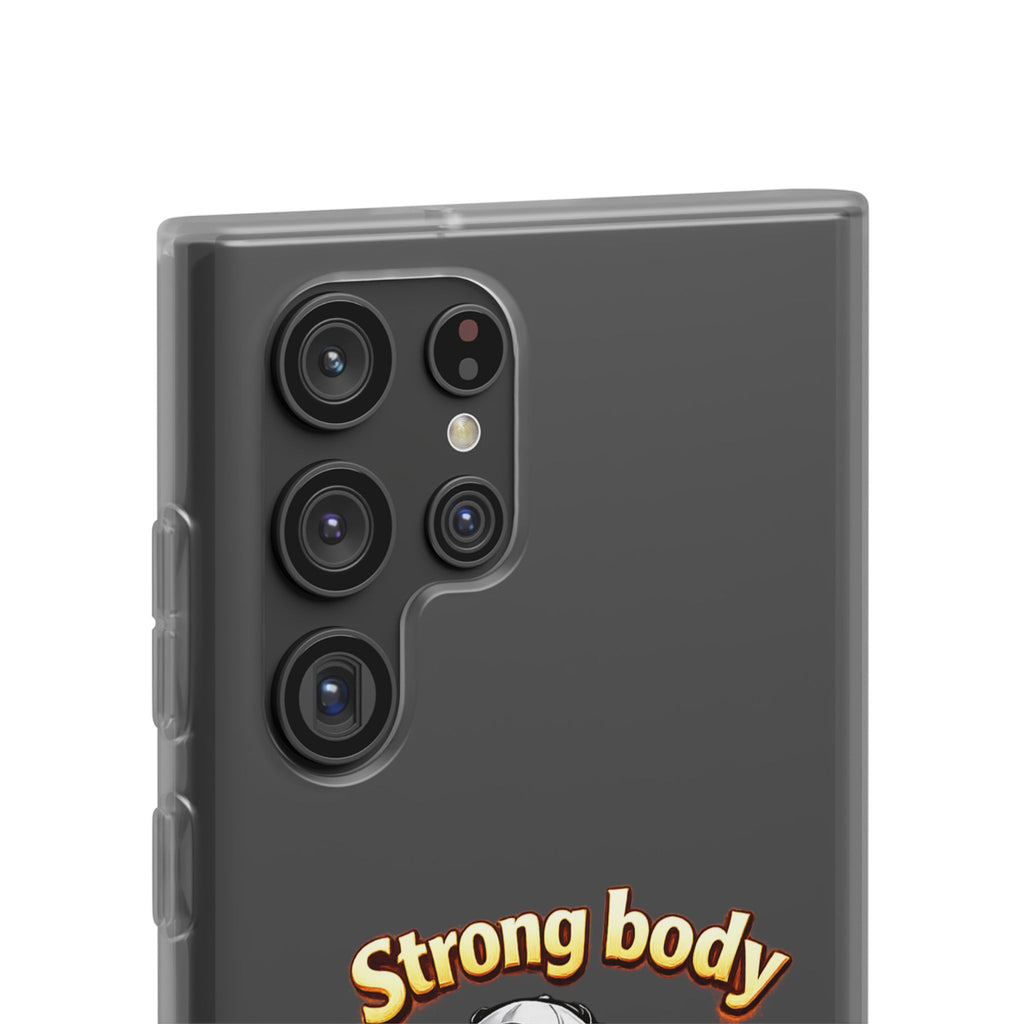 Phone Case — “Strong body, unstoppable mindset” Fitness Cartoon Protective Flexi Case