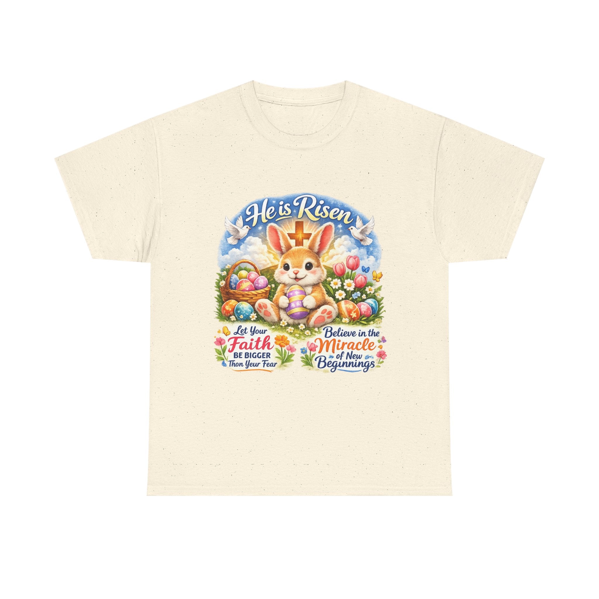 Easter Bunny 'He’s Risen' Graphic Tee — Faith & Miracle Spring T-Shirt