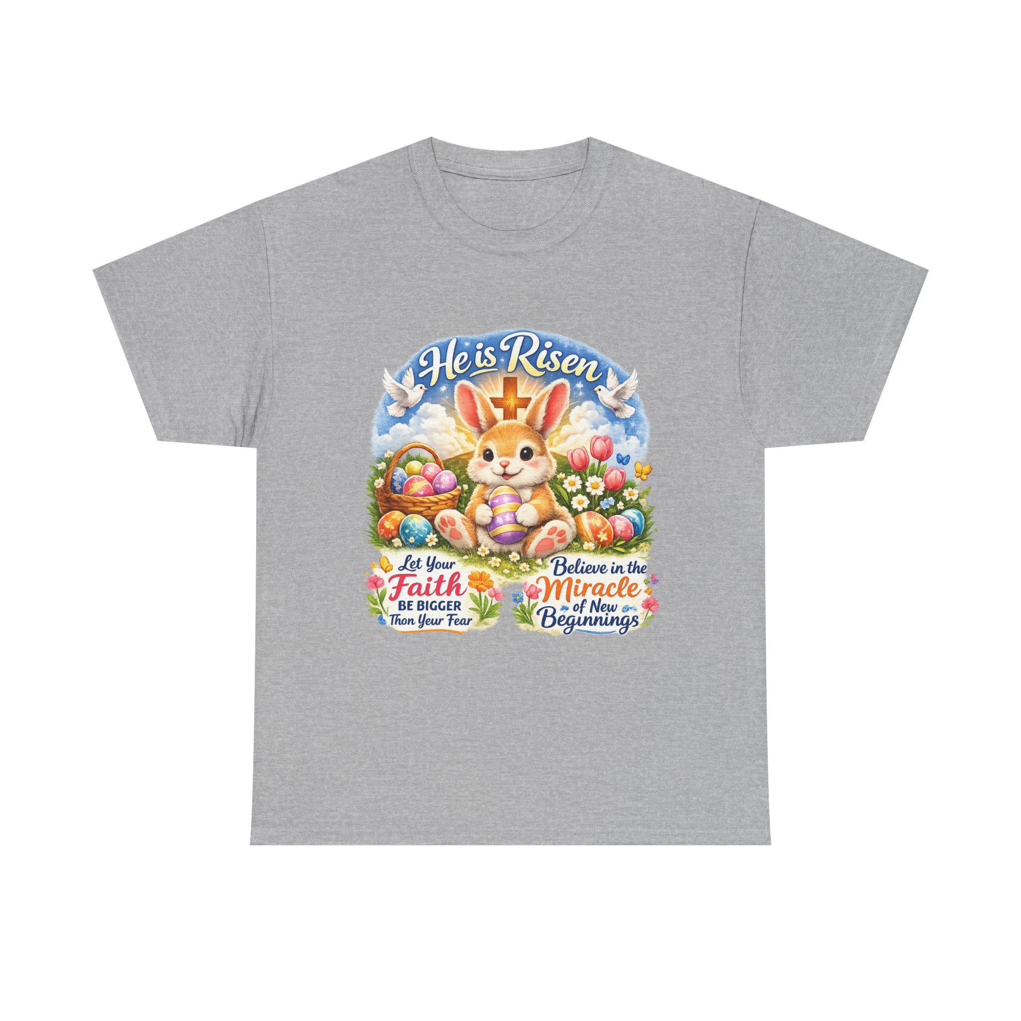 Easter Bunny 'He’s Risen' Graphic Tee — Faith & Miracle Spring T-Shirt