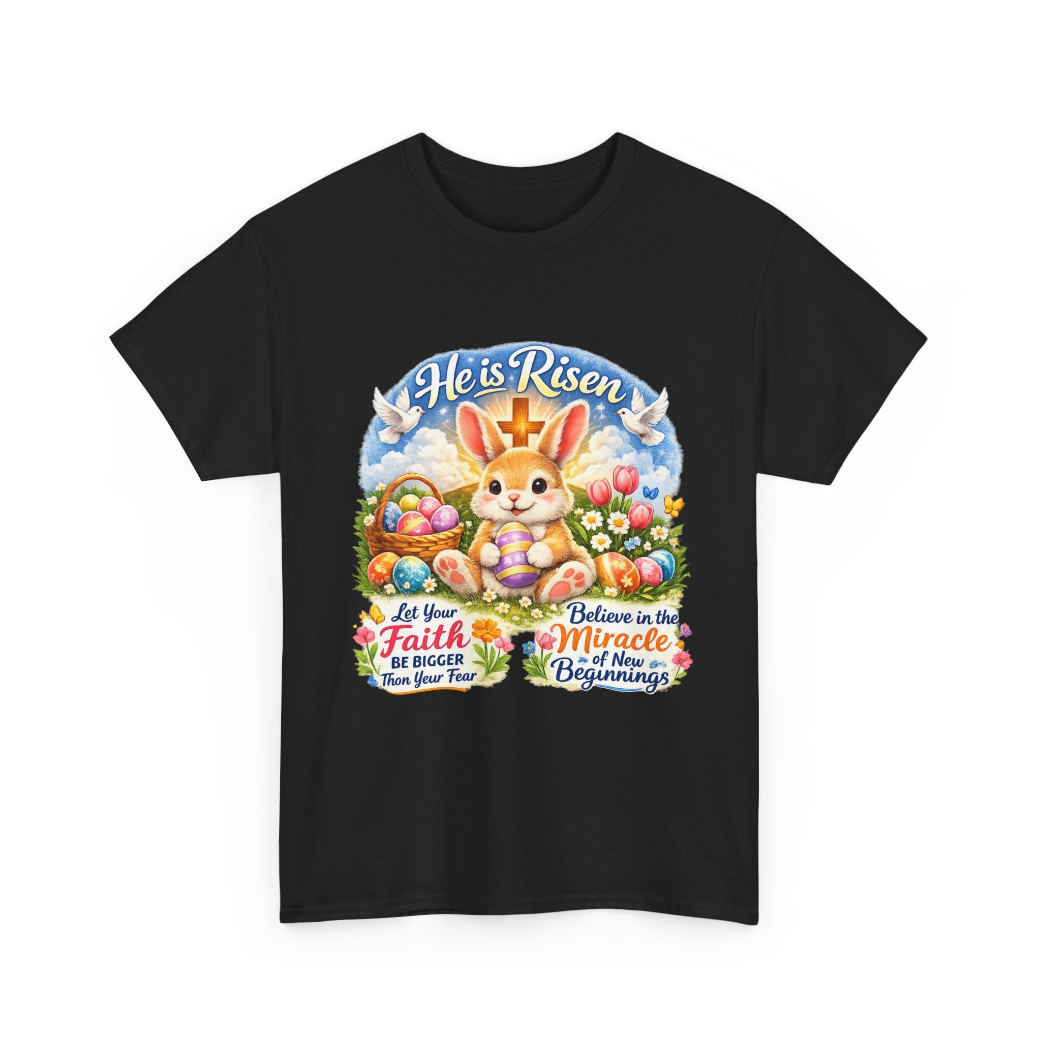 Easter Bunny 'He’s Risen' Graphic Tee — Faith & Miracle Spring T-Shirt