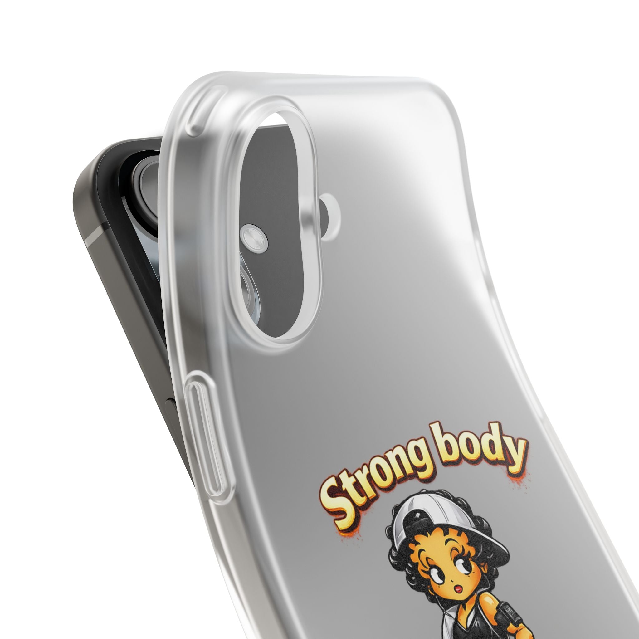 Phone Case — “Strong body, unstoppable mindset” Fitness Cartoon Protective Flexi Case