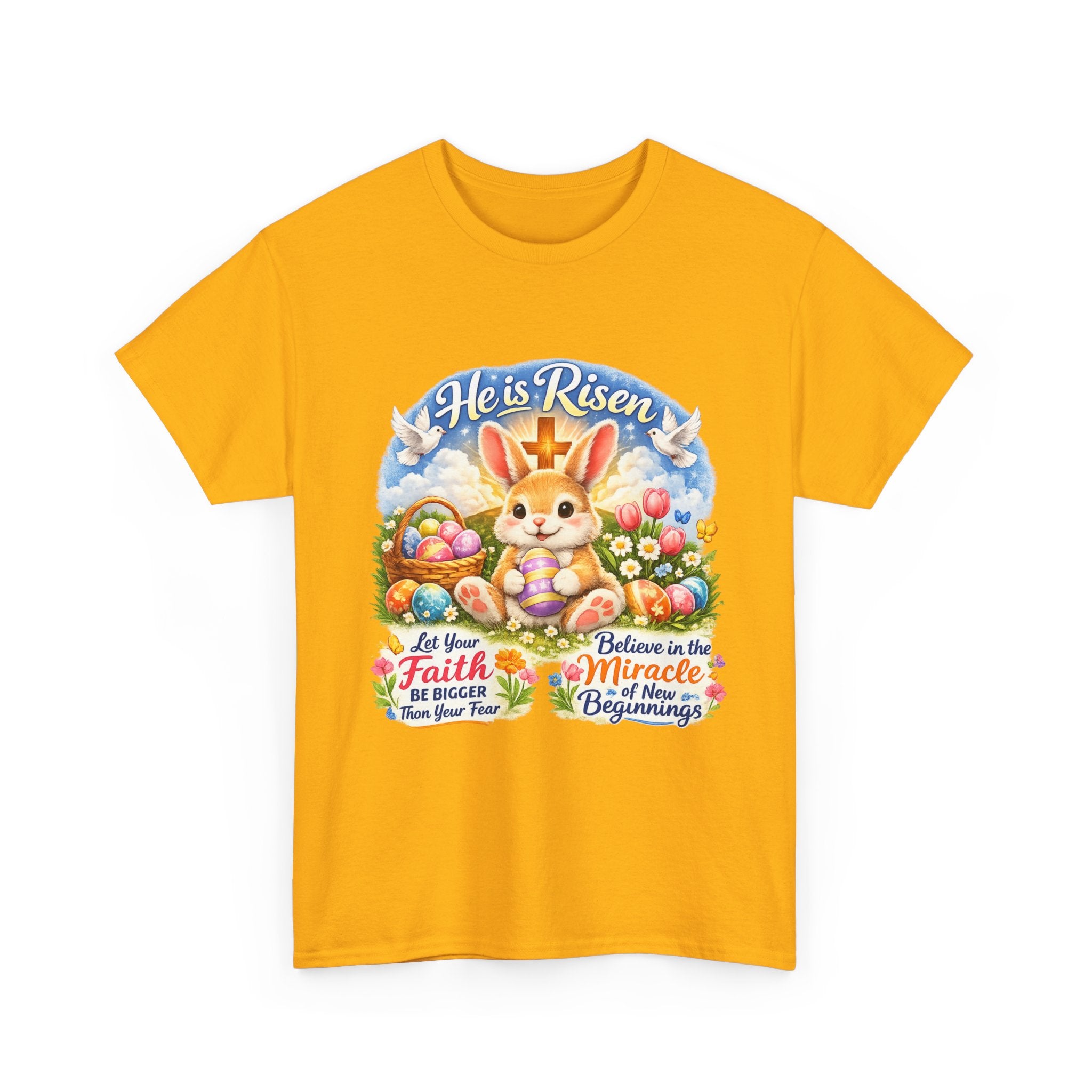 Easter Bunny 'He’s Risen' Graphic Tee — Faith & Miracle Spring T-Shirt