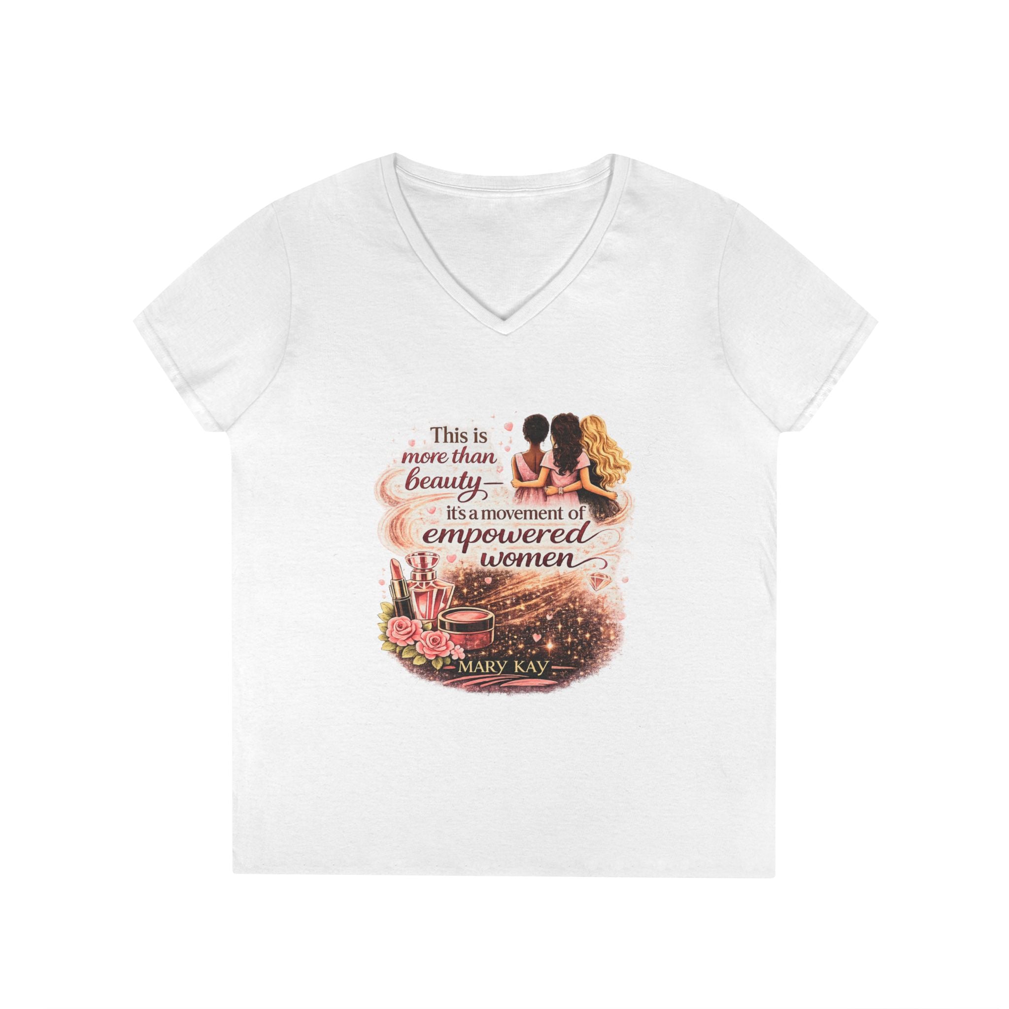 Empowered Women V-Neck Tee — "Beauty Is a Movement of Empowered Women" Inspirational T-Shirt
