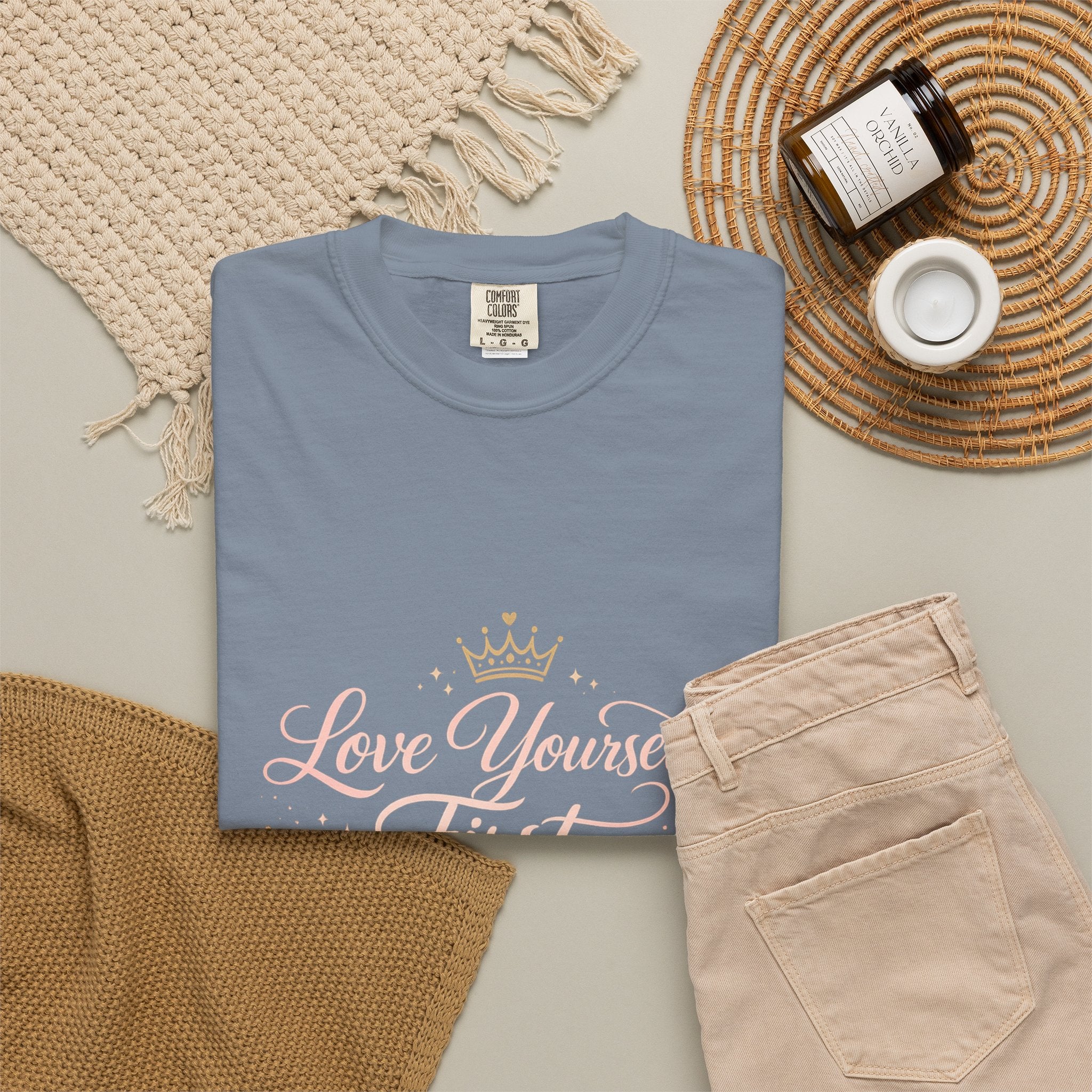 Love Yourself First T-Shirt — Inspirational Floral Self-Care Tee