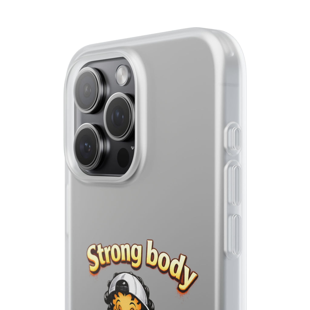 Phone Case — “Strong body, unstoppable mindset” Fitness Cartoon Protective Flexi Case