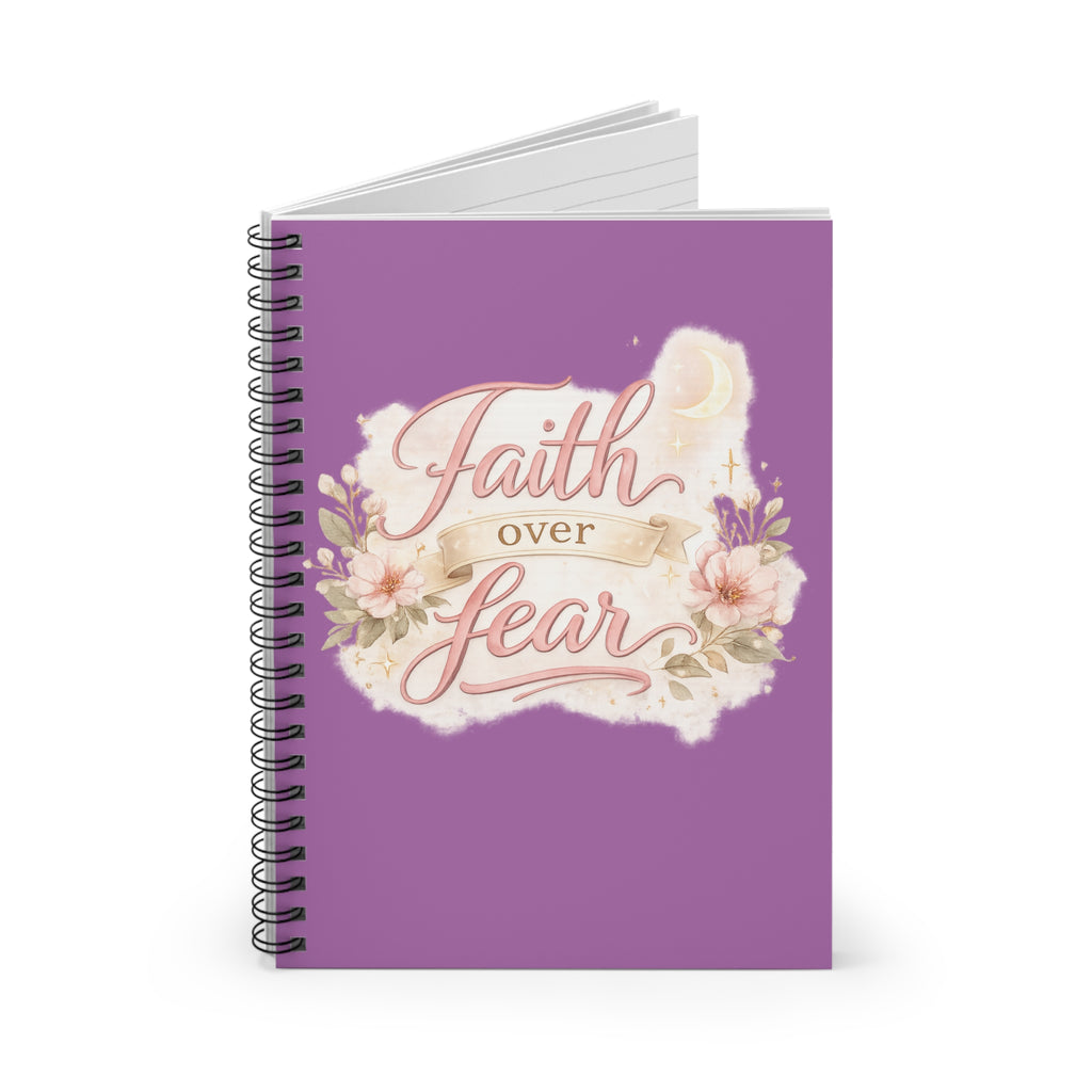 Faith Over Fear Spiral Notebook — Floral Ruled Journal for Prayer, Devotion & Encouragement
