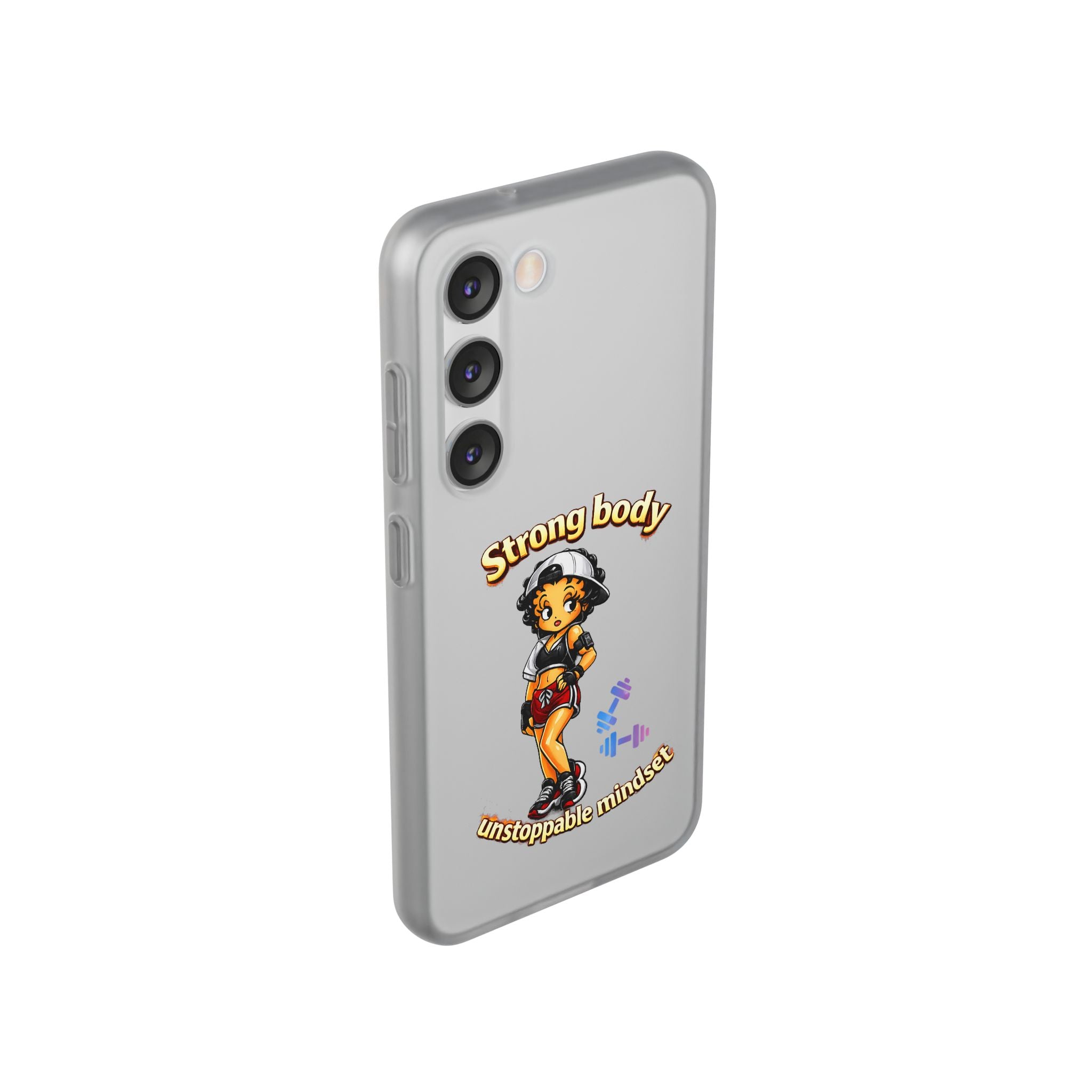 Phone Case — “Strong body, unstoppable mindset” Fitness Cartoon Protective Flexi Case
