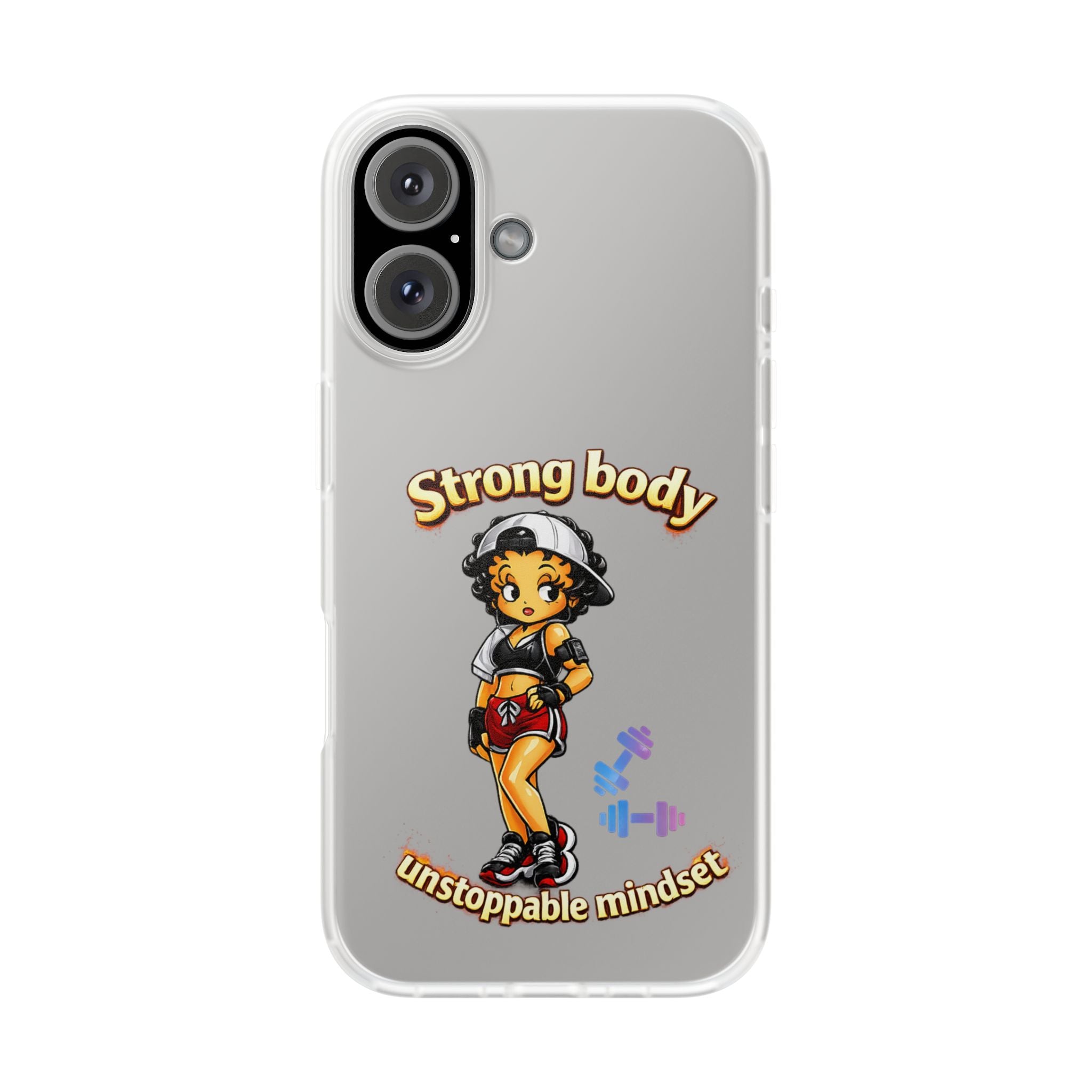 Phone Case — “Strong body, unstoppable mindset” Fitness Cartoon Protective Flexi Case