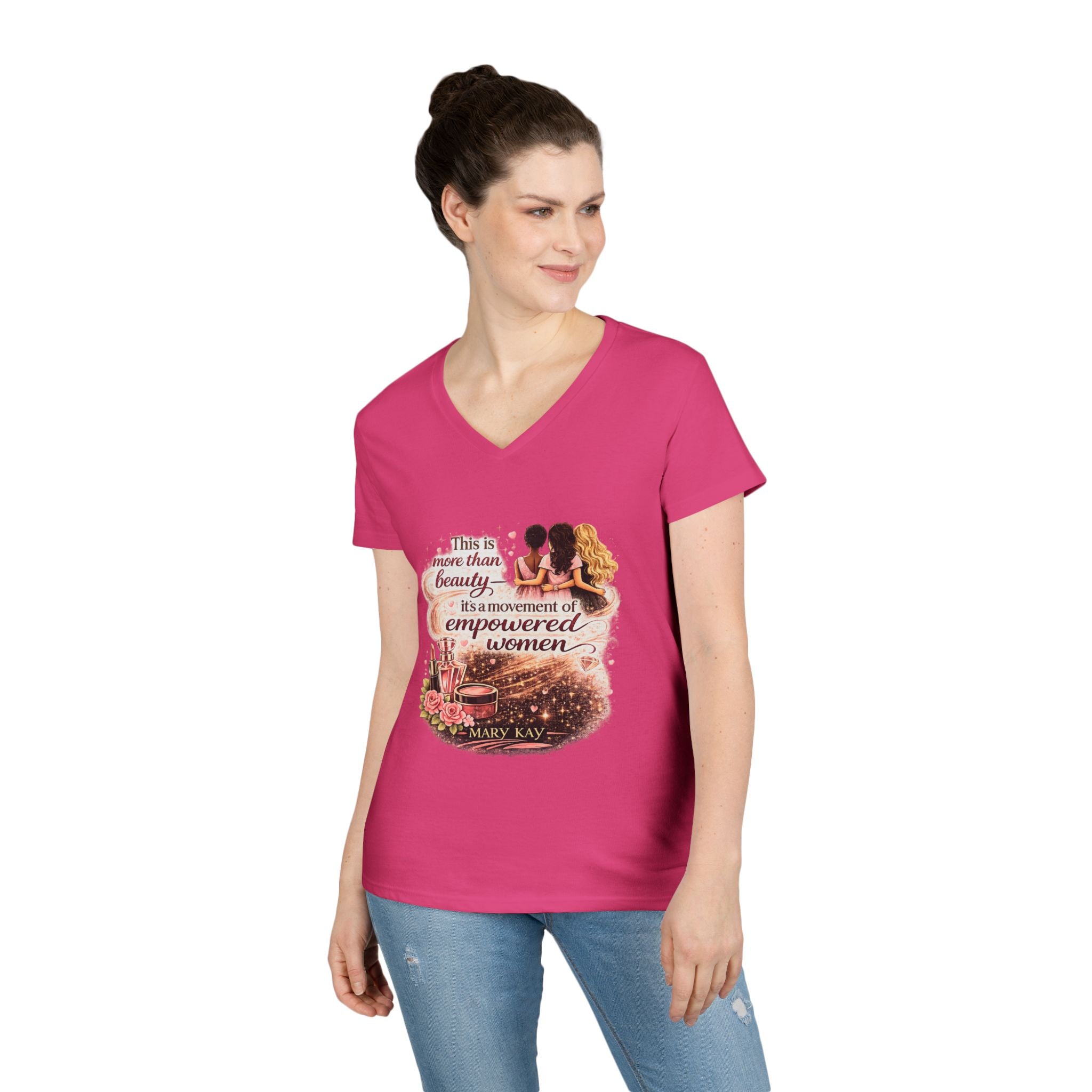 Empowered Women V-Neck Tee — "Beauty Is a Movement of Empowered Women" Inspirational T-Shirt