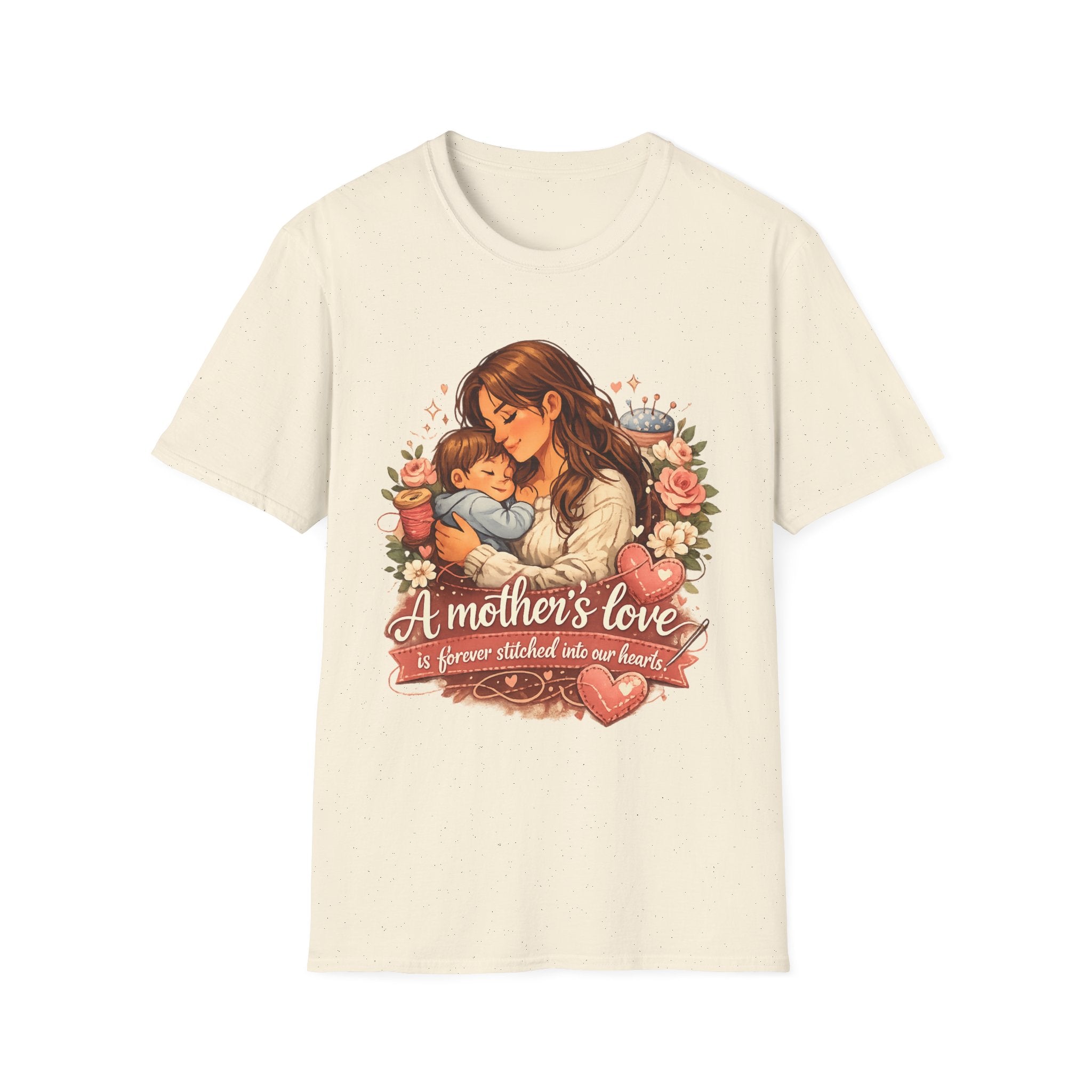 Mother's Love T-Shirt — "A mother's love is forever stitched into our hearts" Floral Mom & Baby Tee for Mother's Day