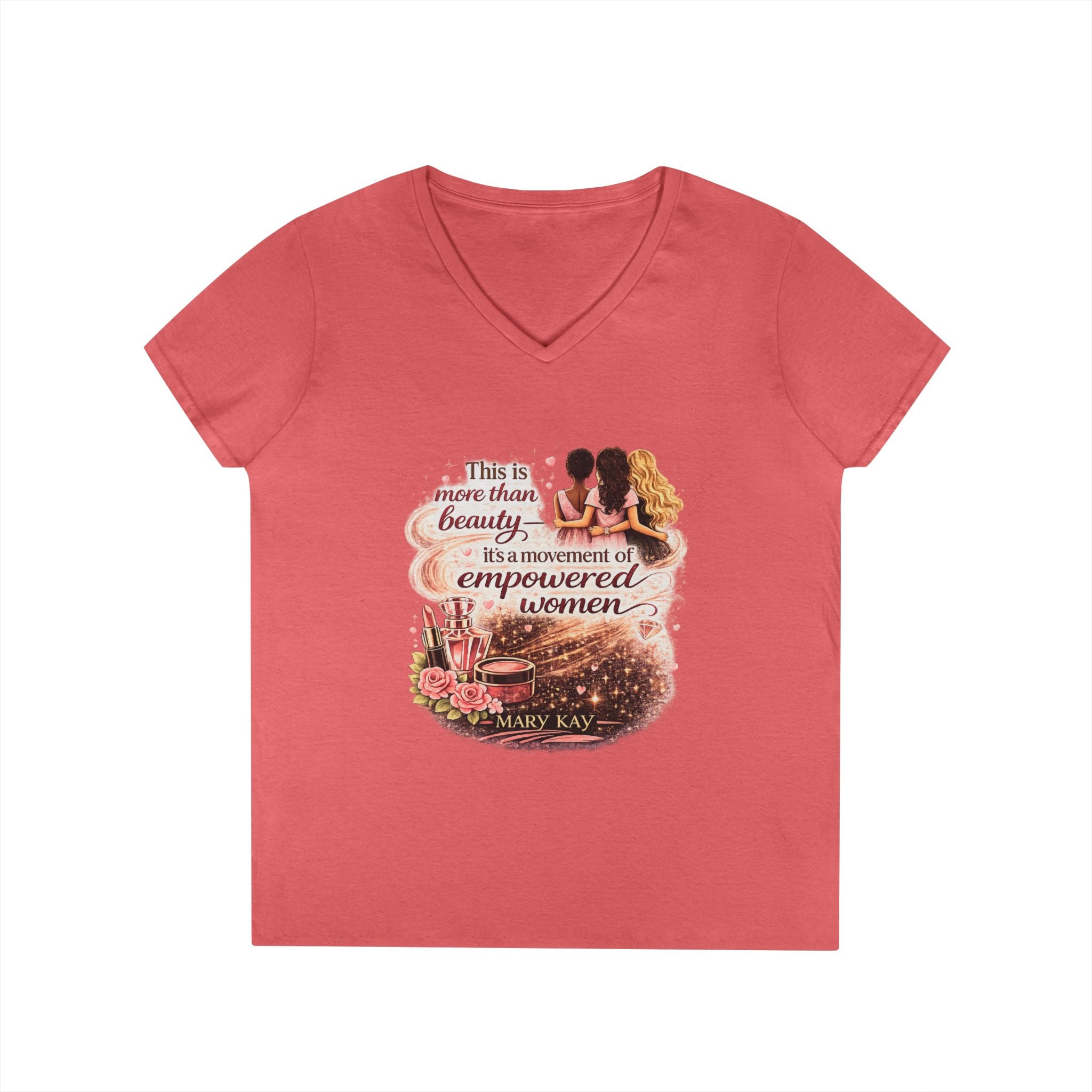 Empowered Women V-Neck Tee — "Beauty Is a Movement of Empowered Women" Inspirational T-Shirt
