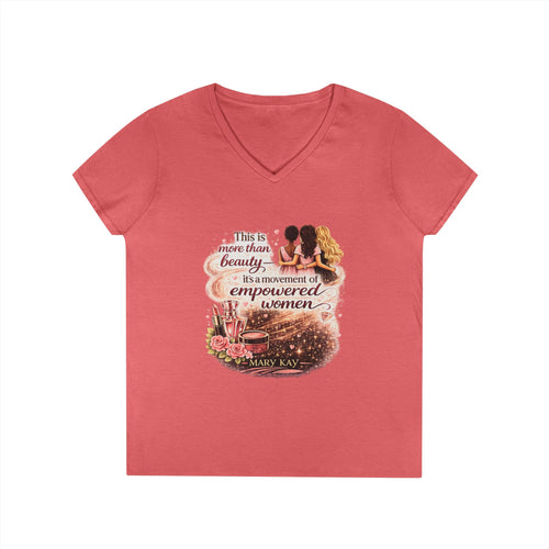 Empowered Women V-Neck Tee — "Beauty Is a Movement of Empowered Women" Inspirational T-Shirt