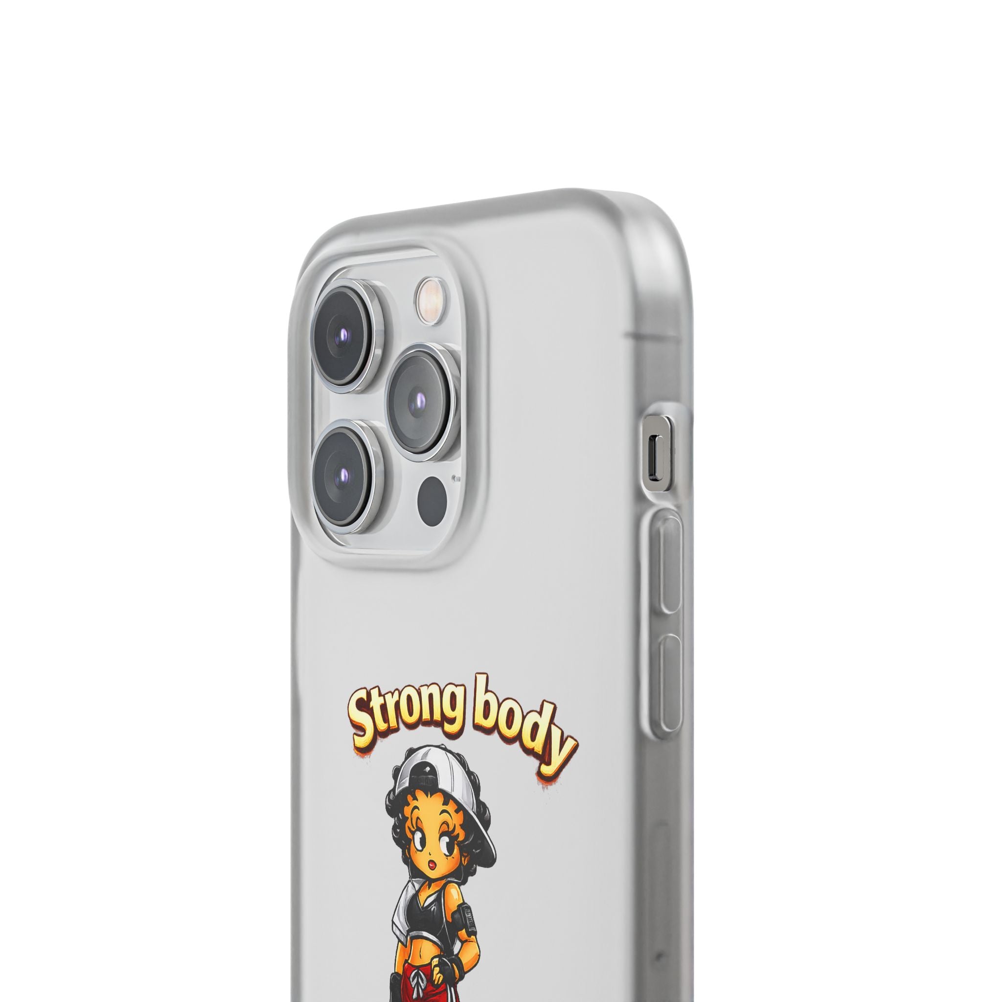 Phone Case — “Strong body, unstoppable mindset” Fitness Cartoon Protective Flexi Case