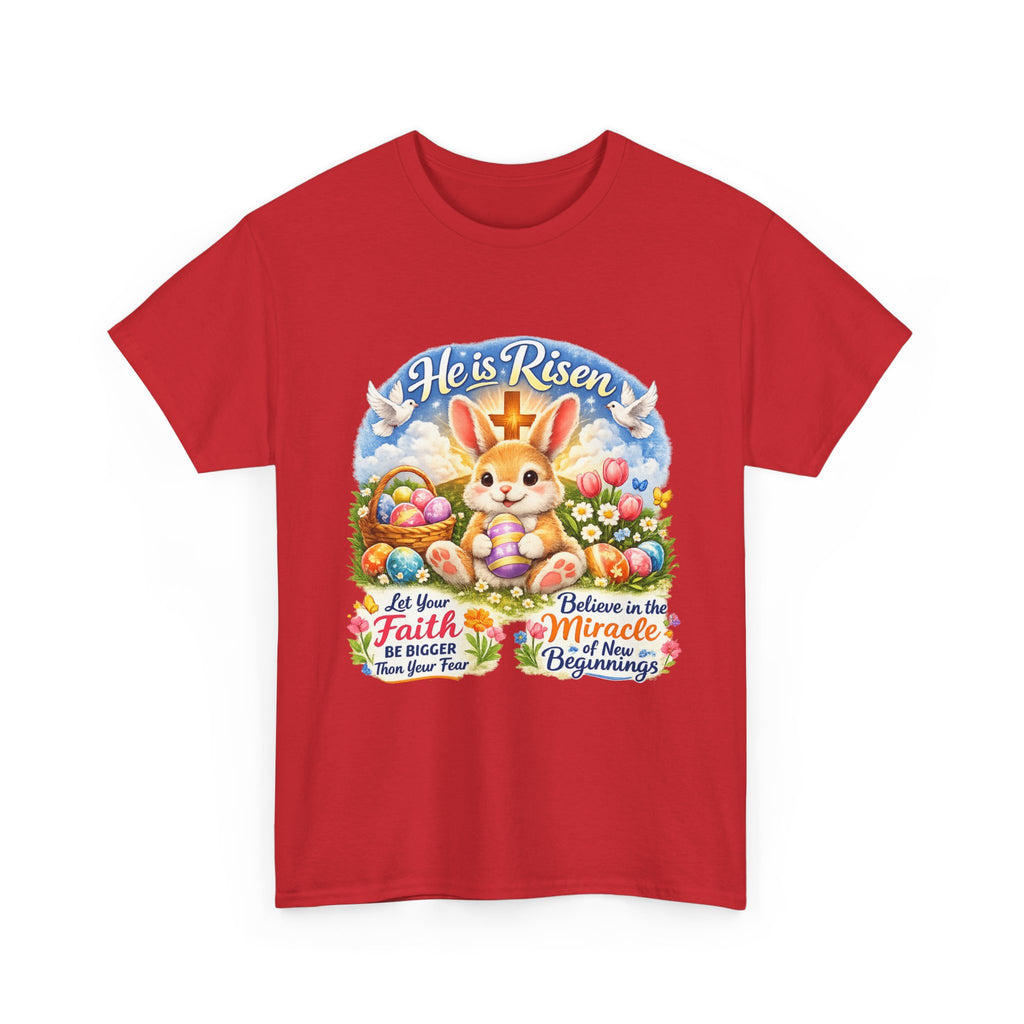 Easter Bunny 'He’s Risen' Graphic Tee — Faith & Miracle Spring T-Shirt