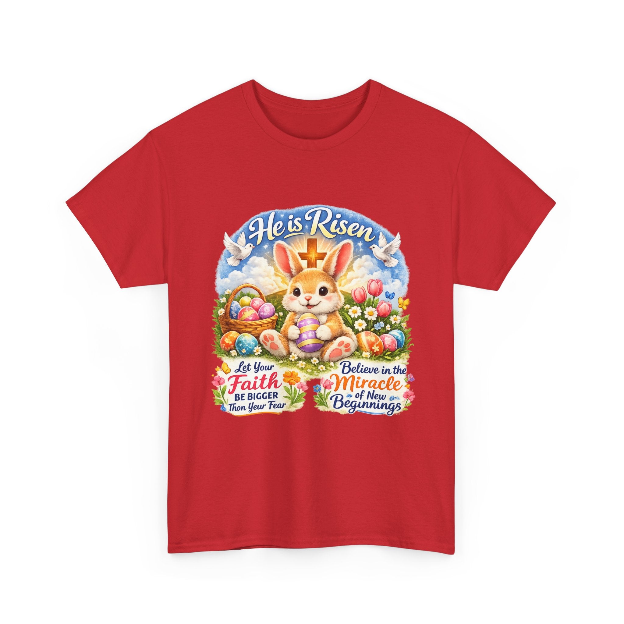 Easter Bunny 'He’s Risen' Graphic Tee — Faith & Miracle Spring T-Shirt