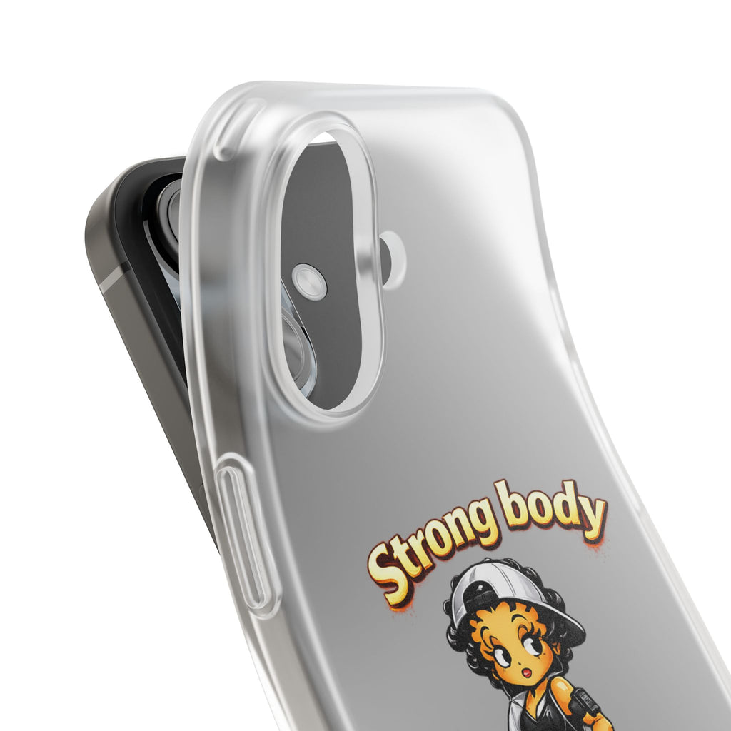 Phone Case — “Strong body, unstoppable mindset” Fitness Cartoon Protective Flexi Case