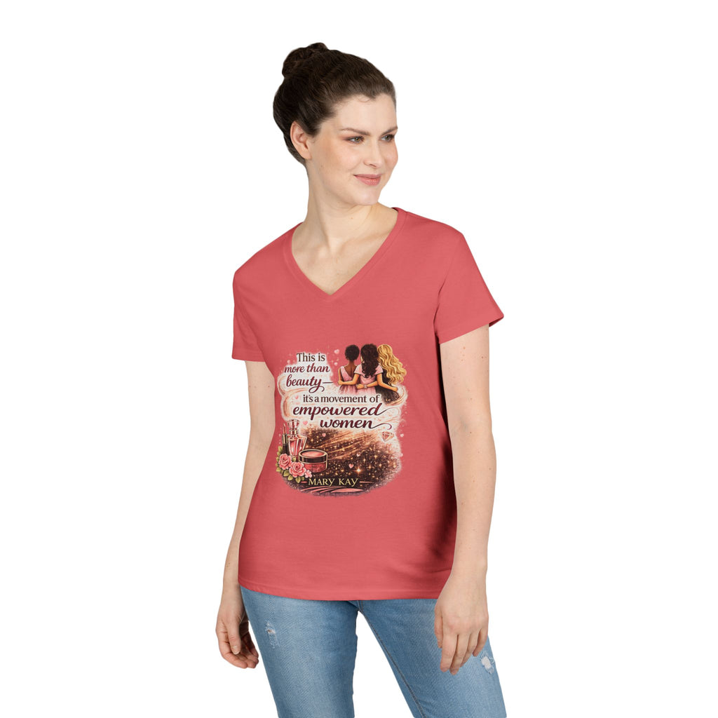 Empowered Women V-Neck Tee — "Beauty Is a Movement of Empowered Women" Inspirational T-Shirt
