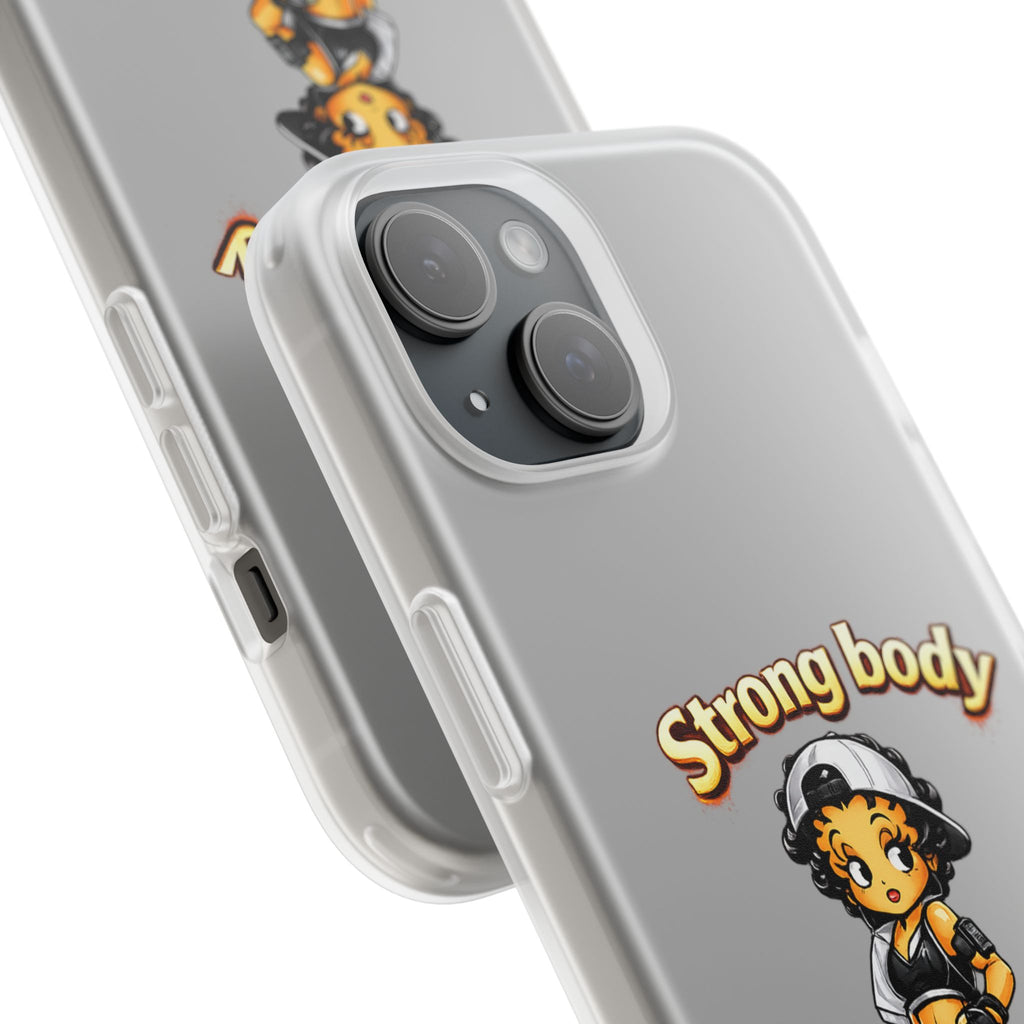 Phone Case — “Strong body, unstoppable mindset” Fitness Cartoon Protective Flexi Case