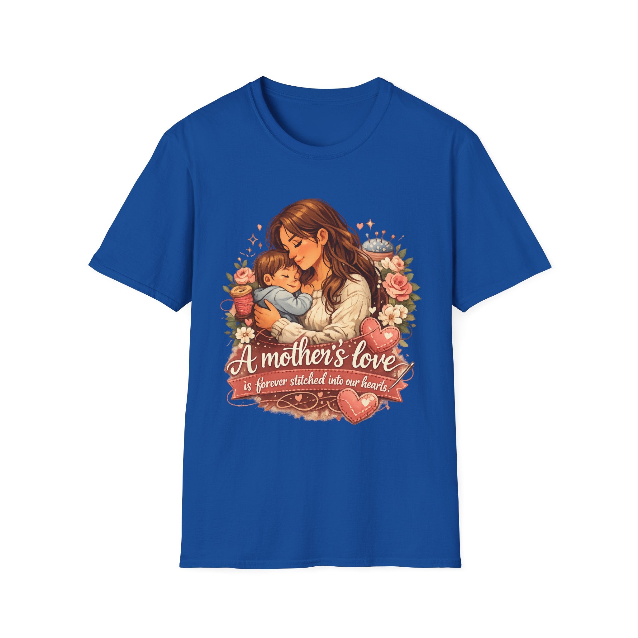 Mother's Love T-Shirt — "A mother's love is forever stitched into our hearts" Floral Mom & Baby Tee for Mother's Day