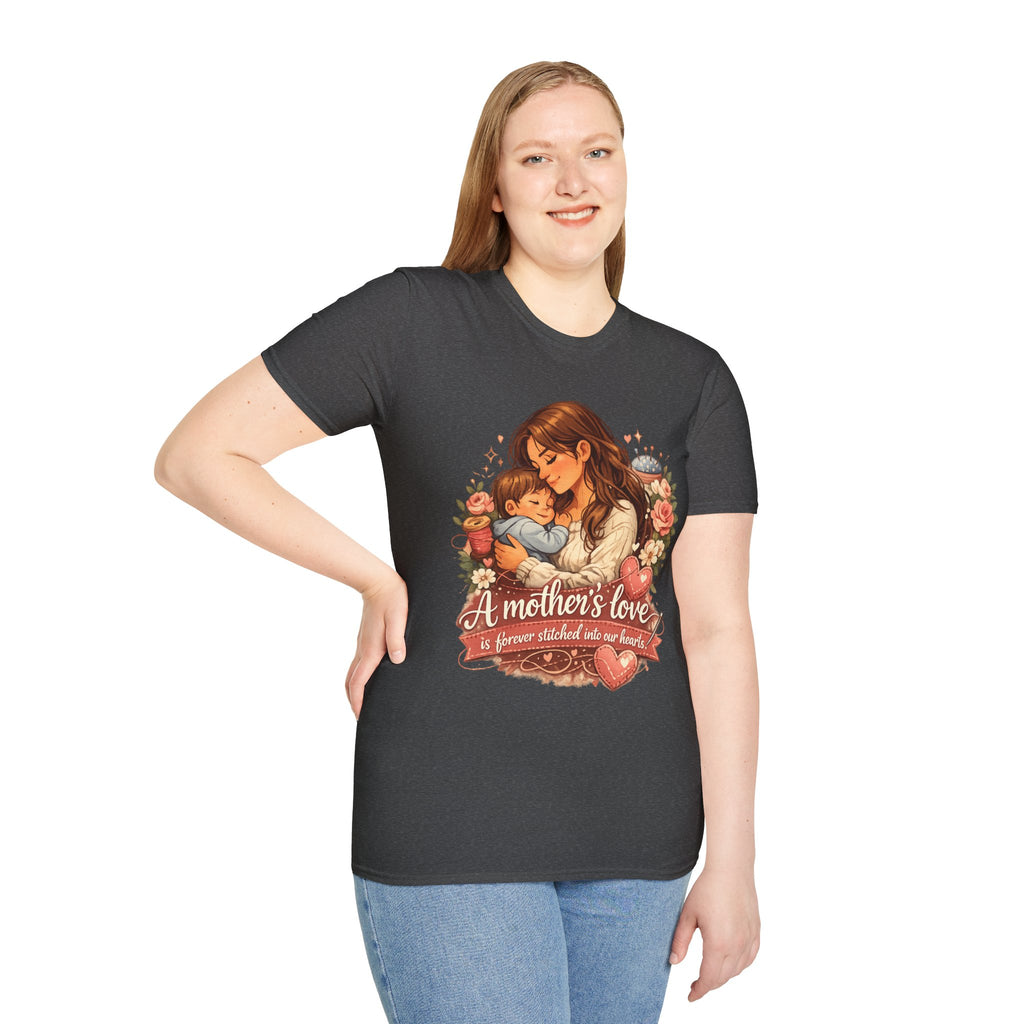 Mother's Love T-Shirt — "A mother's love is forever stitched into our hearts" Floral Mom & Baby Tee for Mother's Day