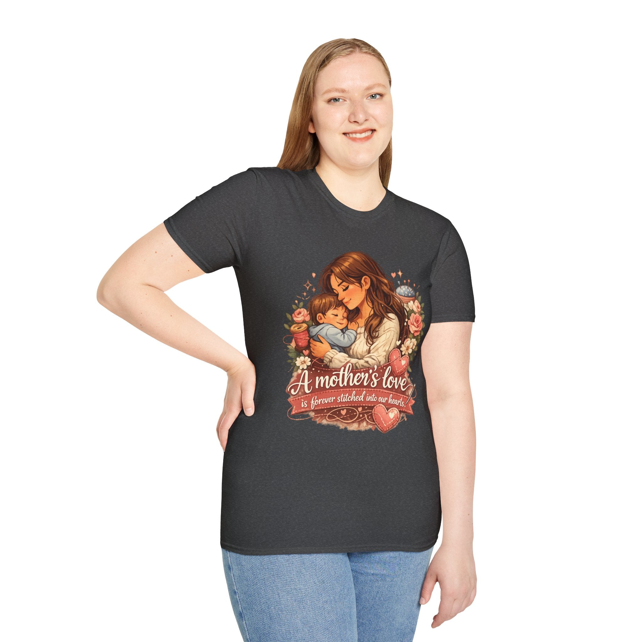 Mother's Love T-Shirt — "A mother's love is forever stitched into our hearts" Floral Mom & Baby Tee for Mother's Day