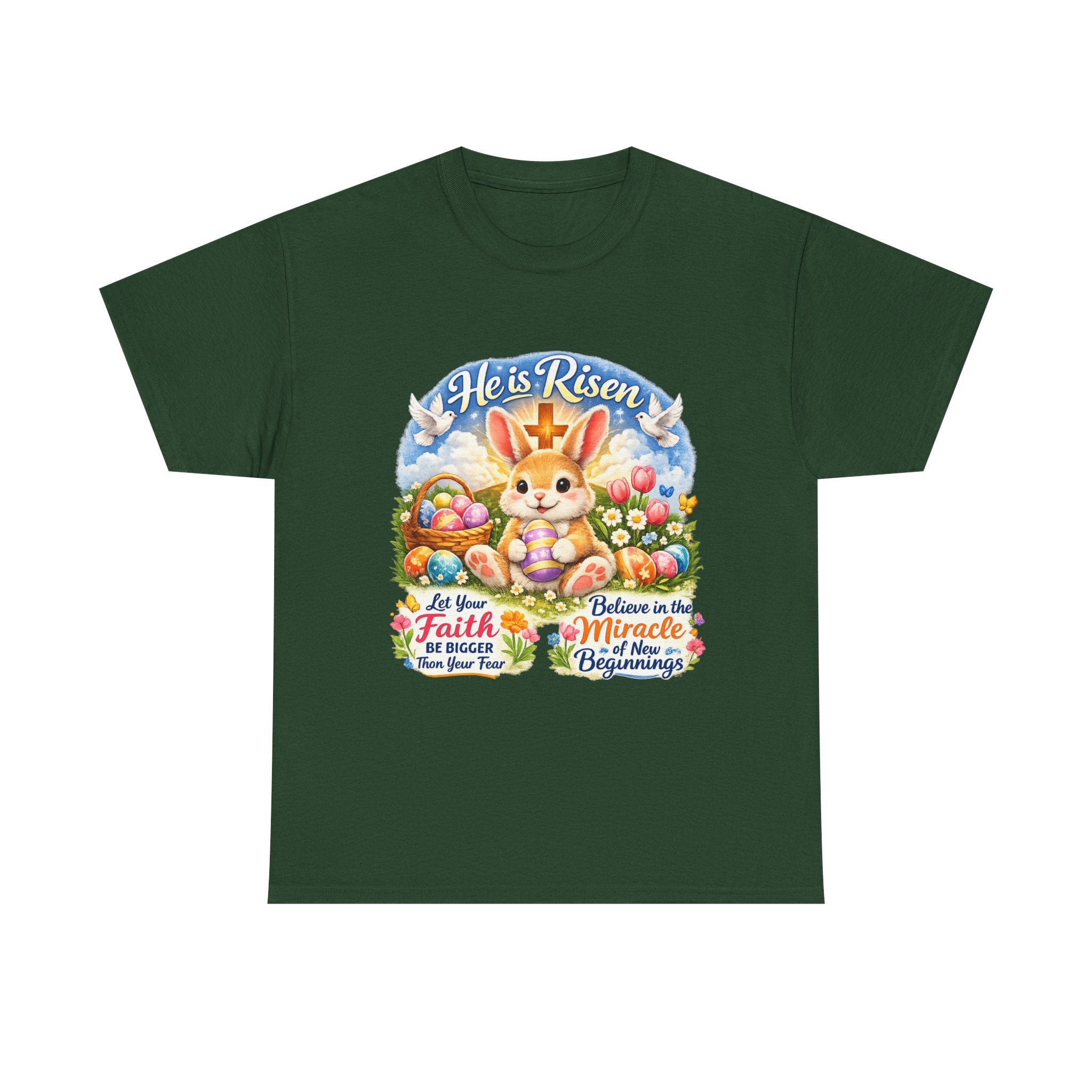 Easter Bunny 'He’s Risen' Graphic Tee — Faith & Miracle Spring T-Shirt