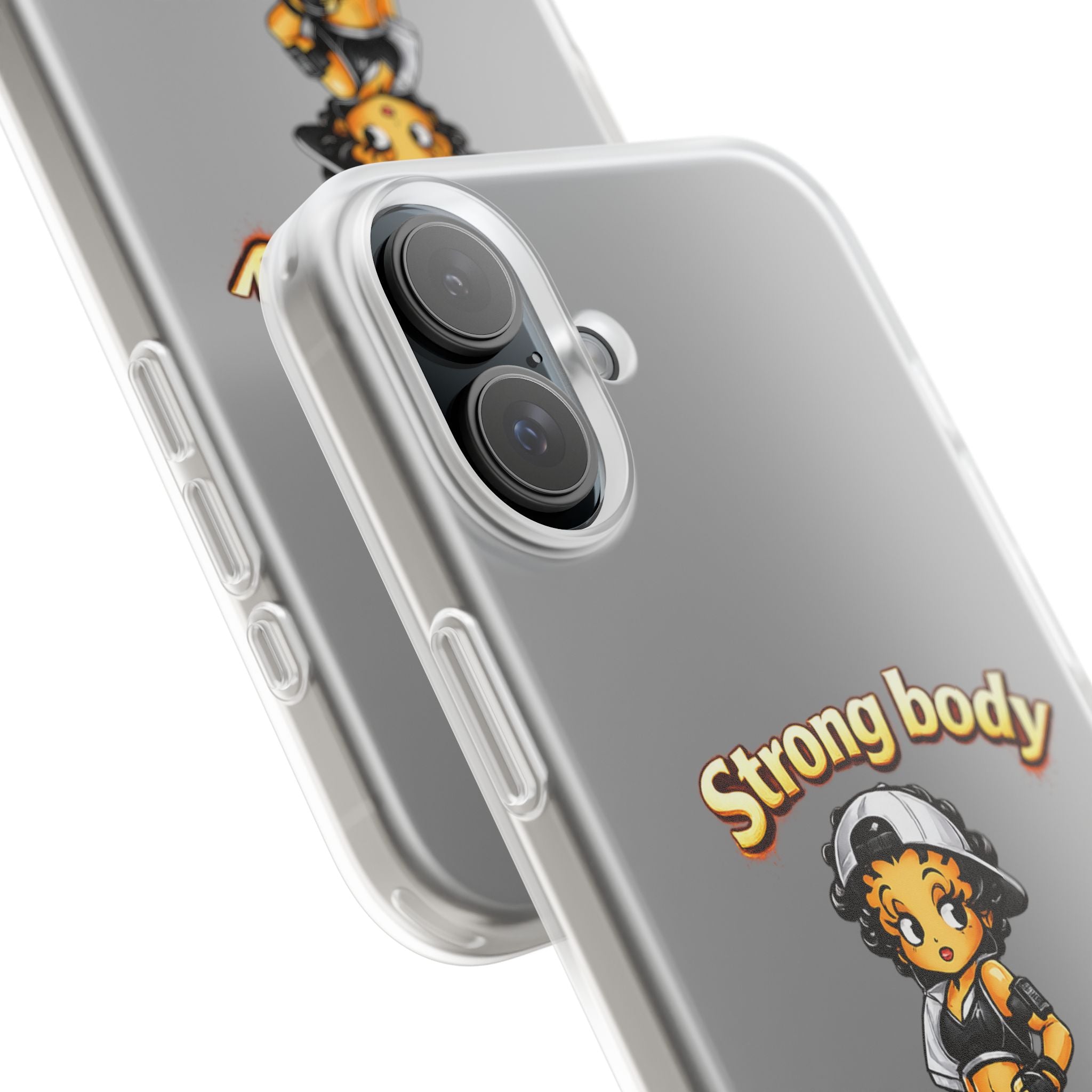Phone Case — “Strong body, unstoppable mindset” Fitness Cartoon Protective Flexi Case