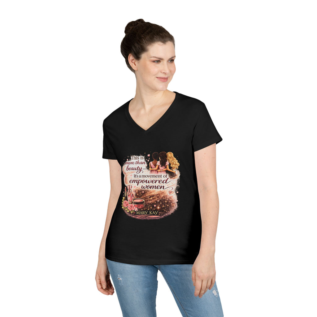 Empowered Women V-Neck Tee — "Beauty Is a Movement of Empowered Women" Inspirational T-Shirt