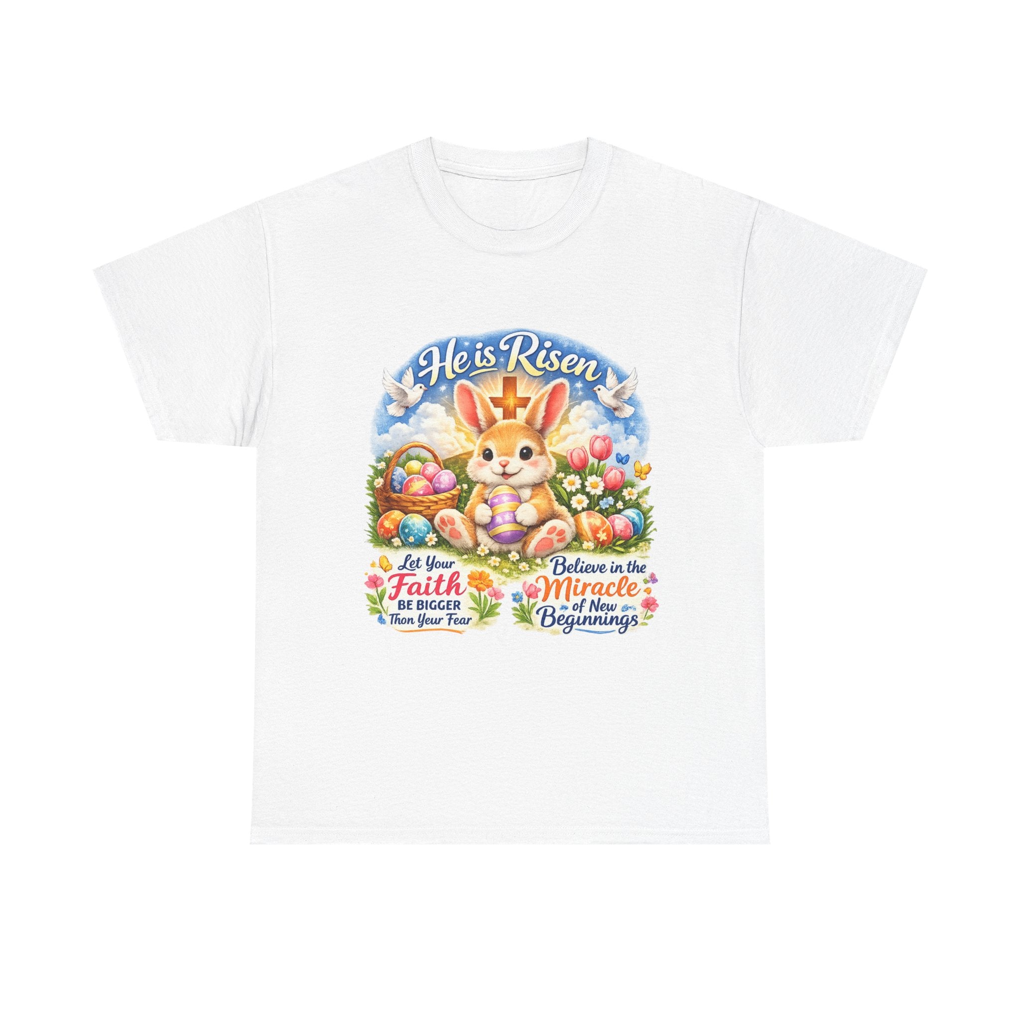 Easter Bunny 'He’s Risen' Graphic Tee — Faith & Miracle Spring T-Shirt