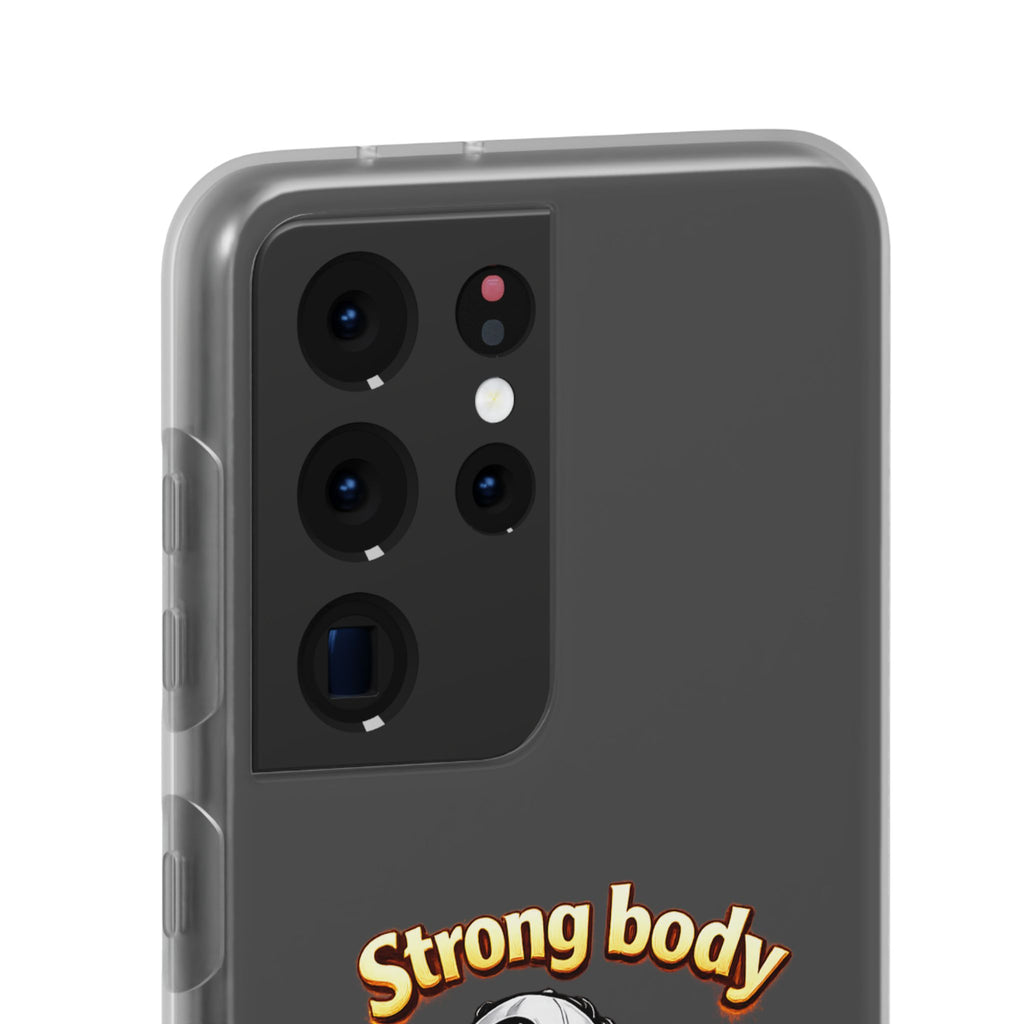 Phone Case — “Strong body, unstoppable mindset” Fitness Cartoon Protective Flexi Case