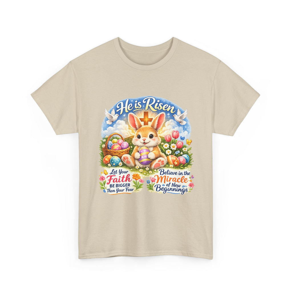 Easter Bunny 'He’s Risen' Graphic Tee — Faith & Miracle Spring T-Shirt