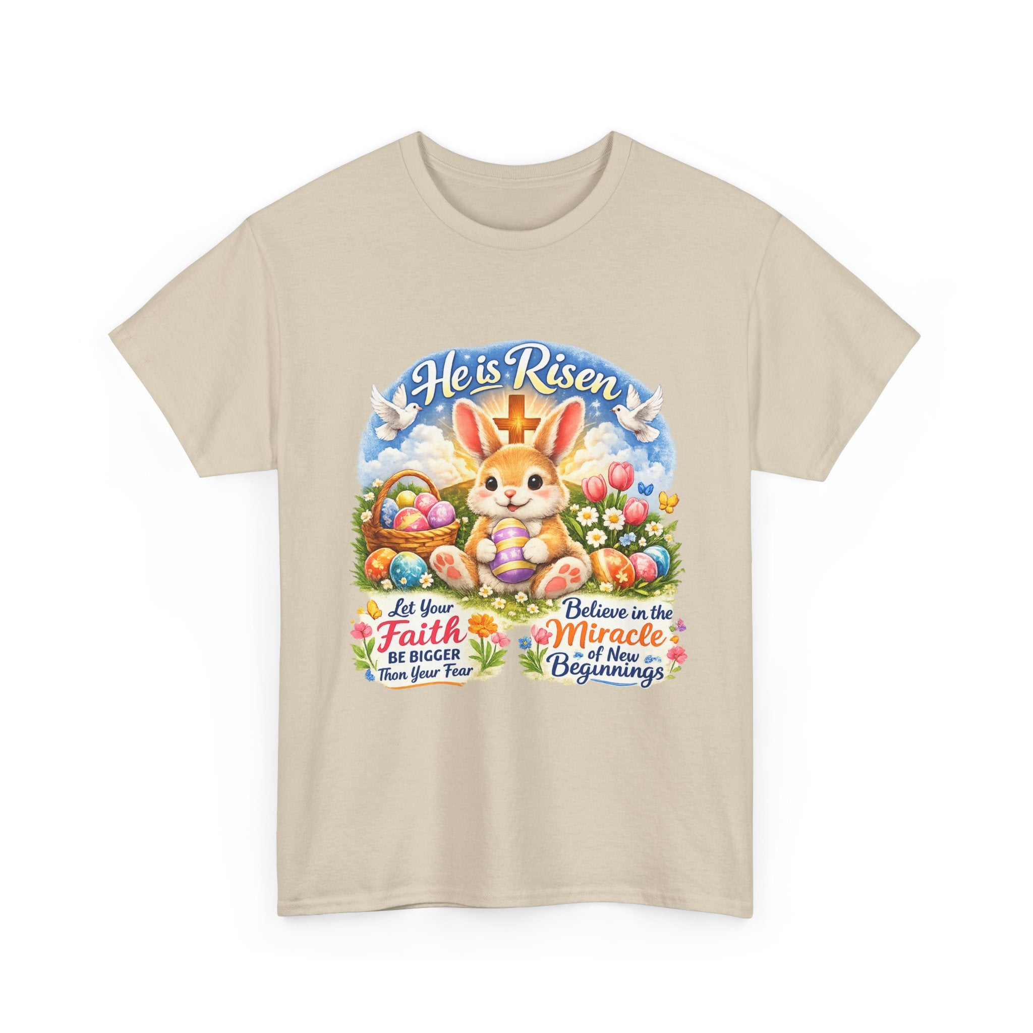 Easter Bunny 'He’s Risen' Graphic Tee — Faith & Miracle Spring T-Shirt