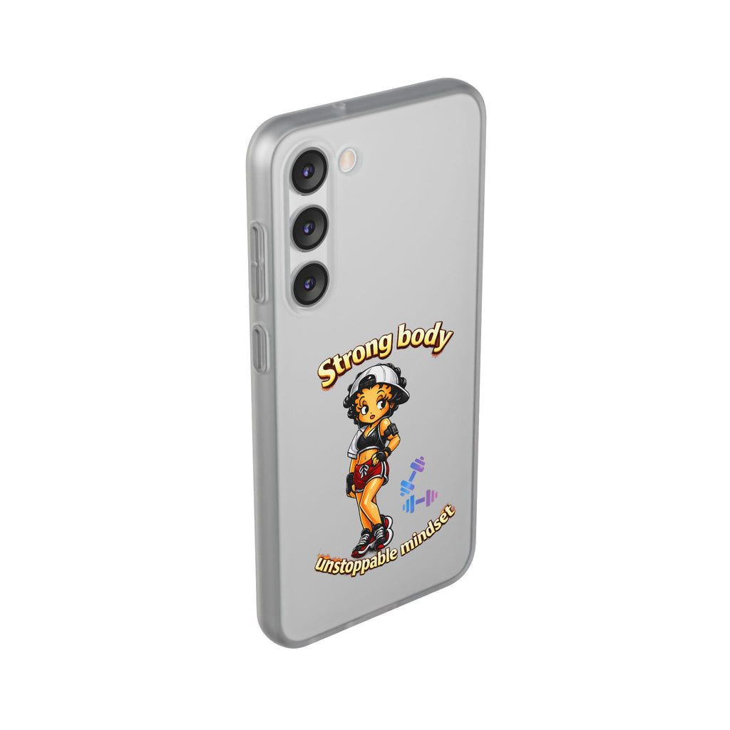 Phone Case — “Strong body, unstoppable mindset” Fitness Cartoon Protective Flexi Case