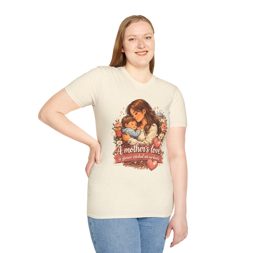 Mother's Love T-Shirt — "A mother's love is forever stitched into our hearts" Floral Mom & Baby Tee for Mother's Day