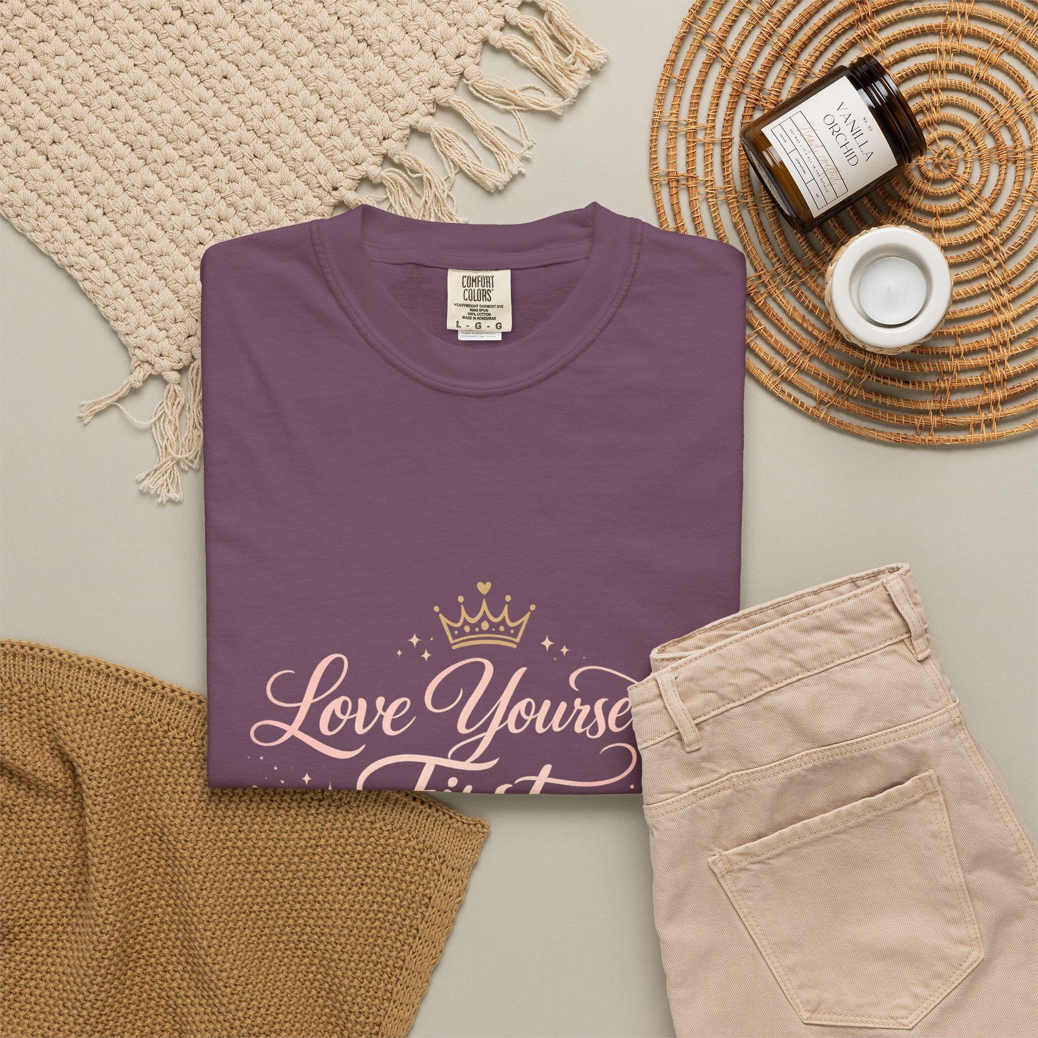 Love Yourself First T-Shirt — Inspirational Floral Self-Care Tee